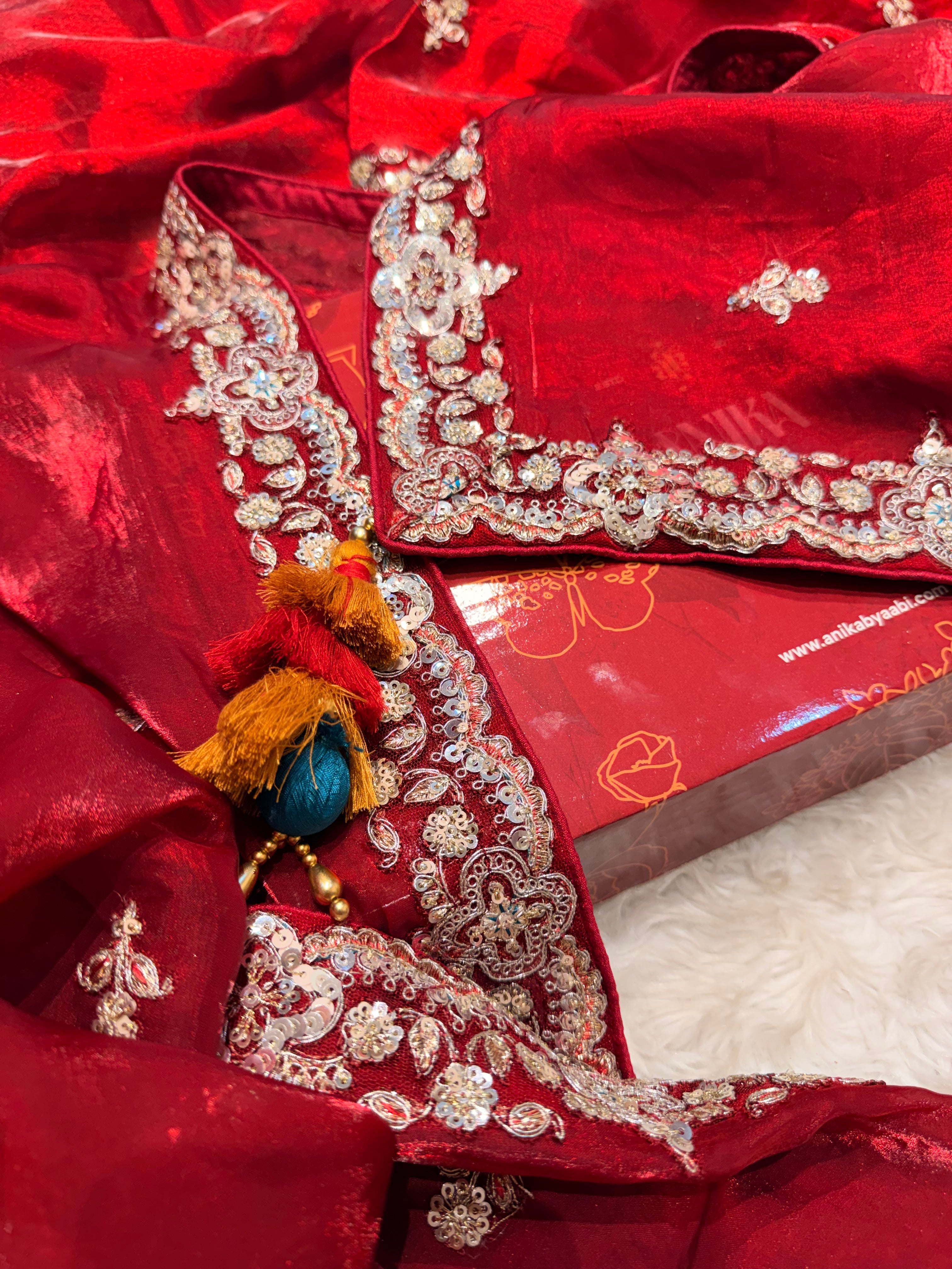 Anika's Red plum Designer Saree -Anaya Festive Edit - AA36