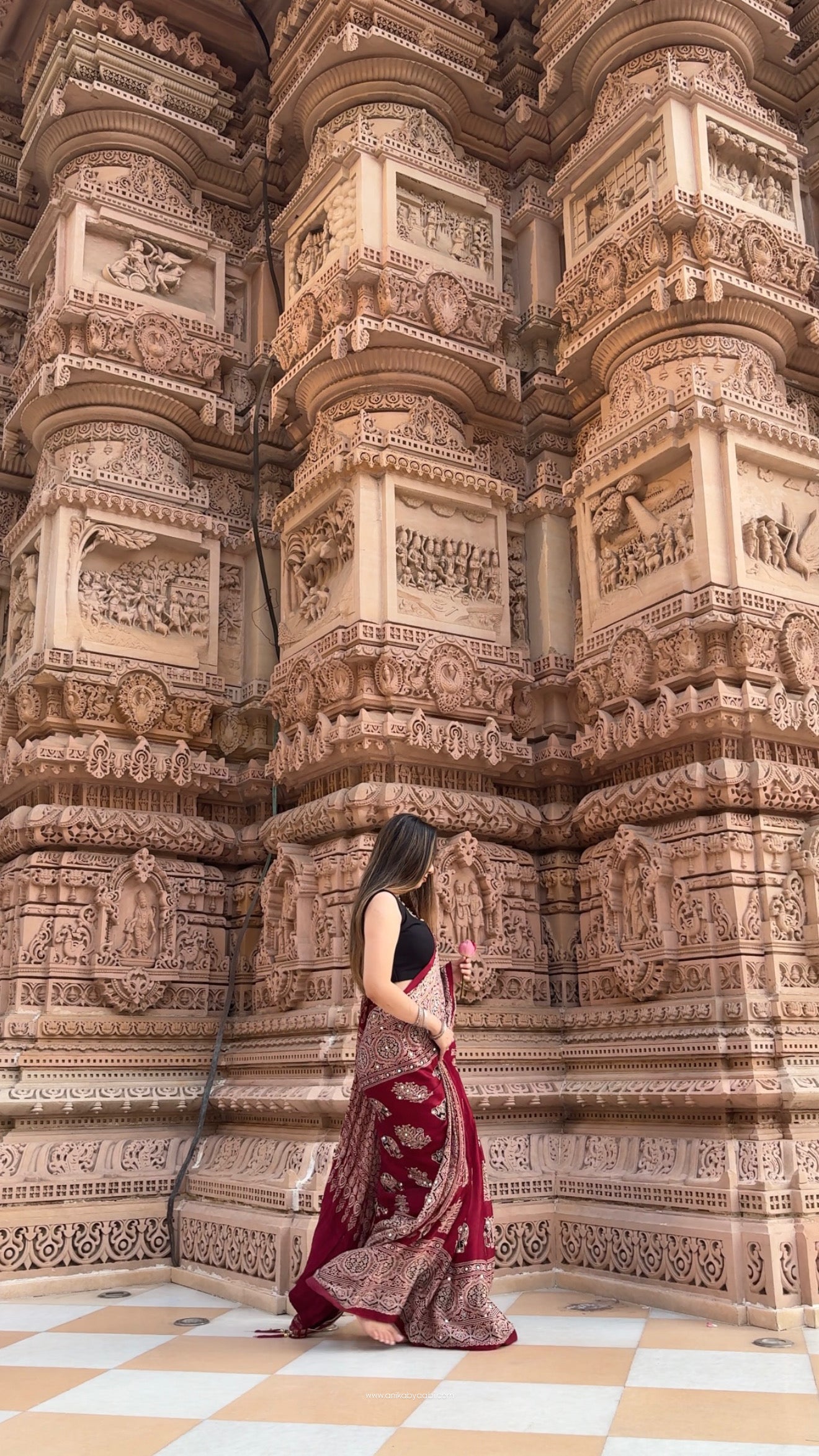 Ajrakh Special Edit Modal silk saree  - Maroon MS01