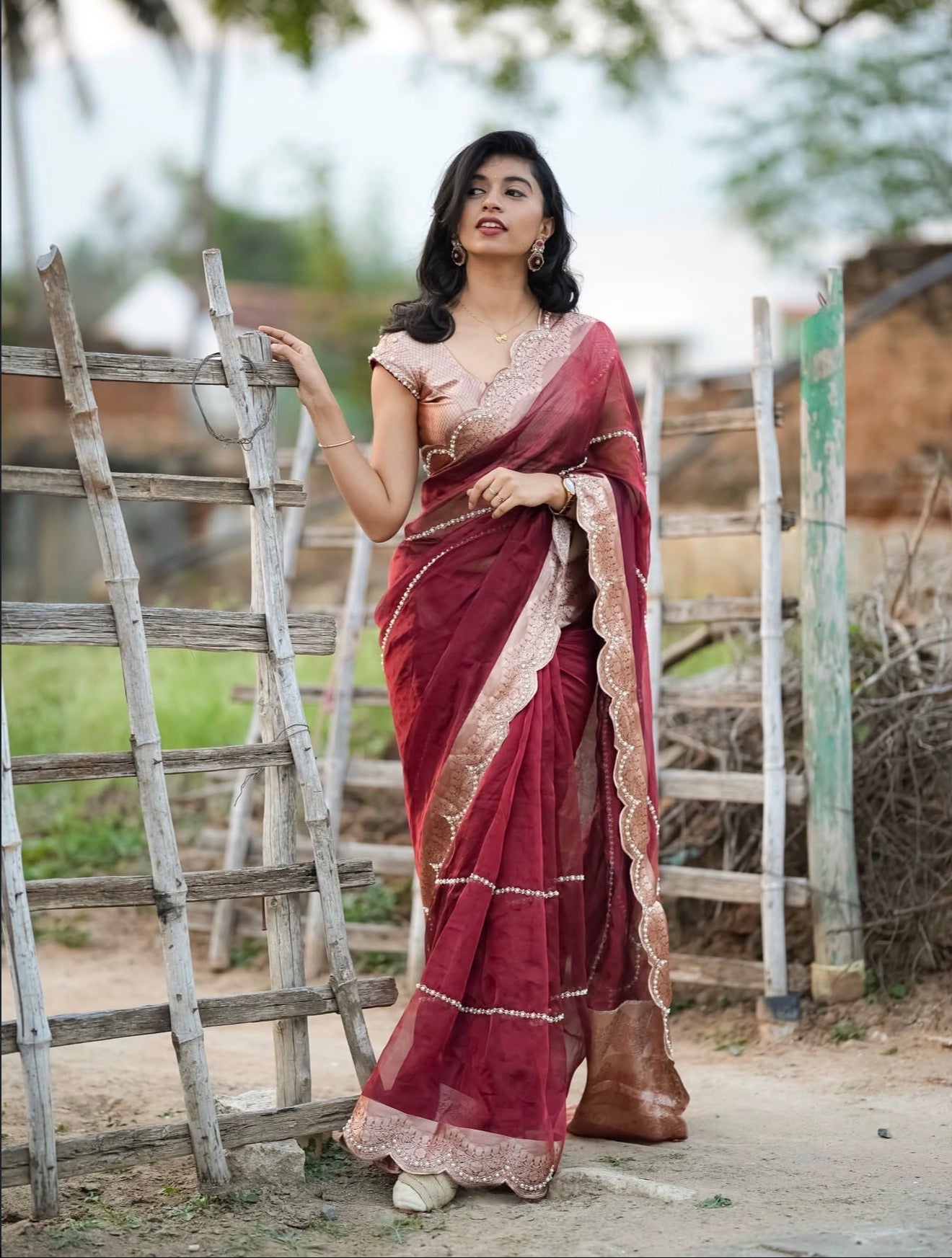 Pure Bridal Tissue Silk Saree - Maroon - Kalki