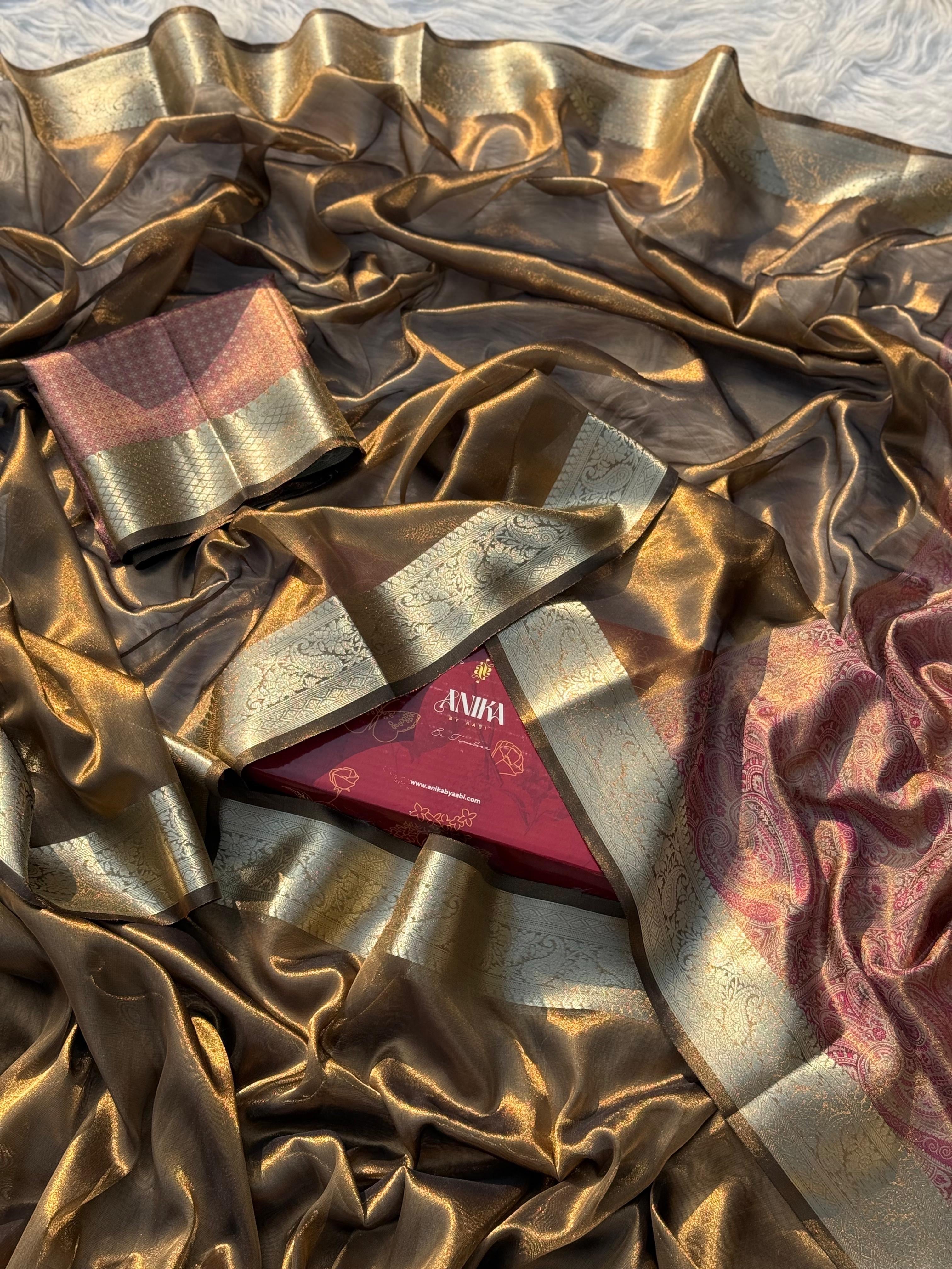 Anika’s Bronze Tissue silk saree - AB0027
