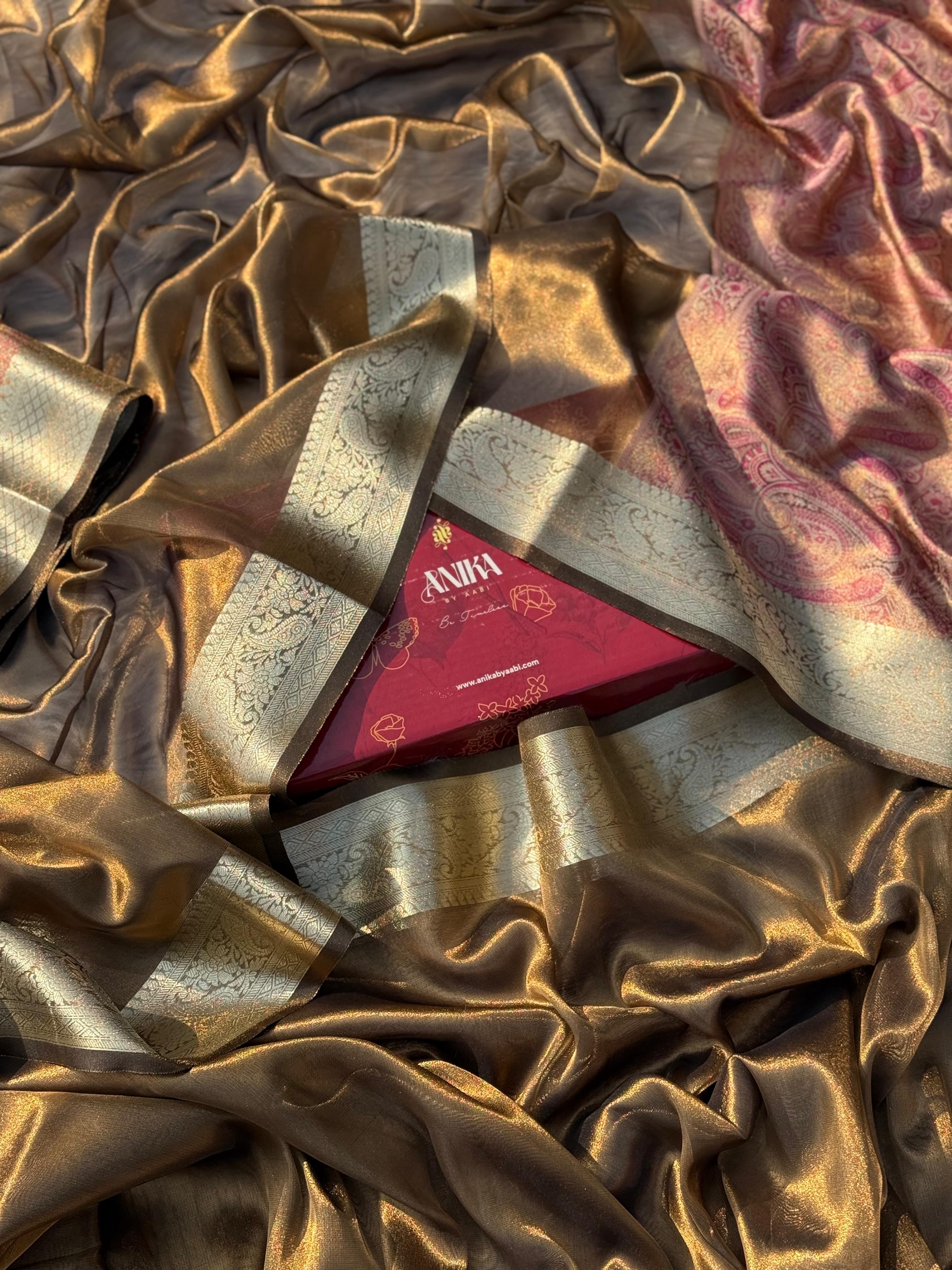 Anika’s Bronze Tissue silk saree - AB0027