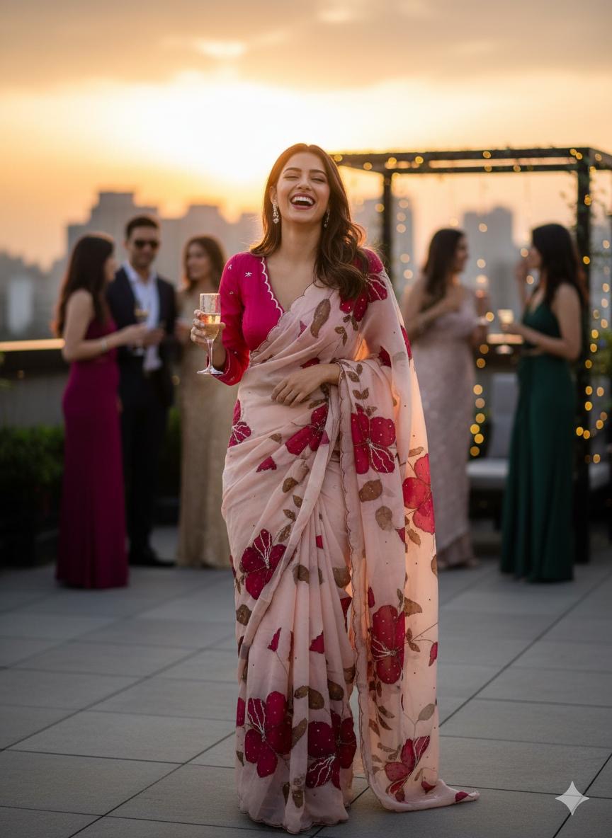 Valentine’s special edit Saree - Designer saree Vs09 with stitched Blouse