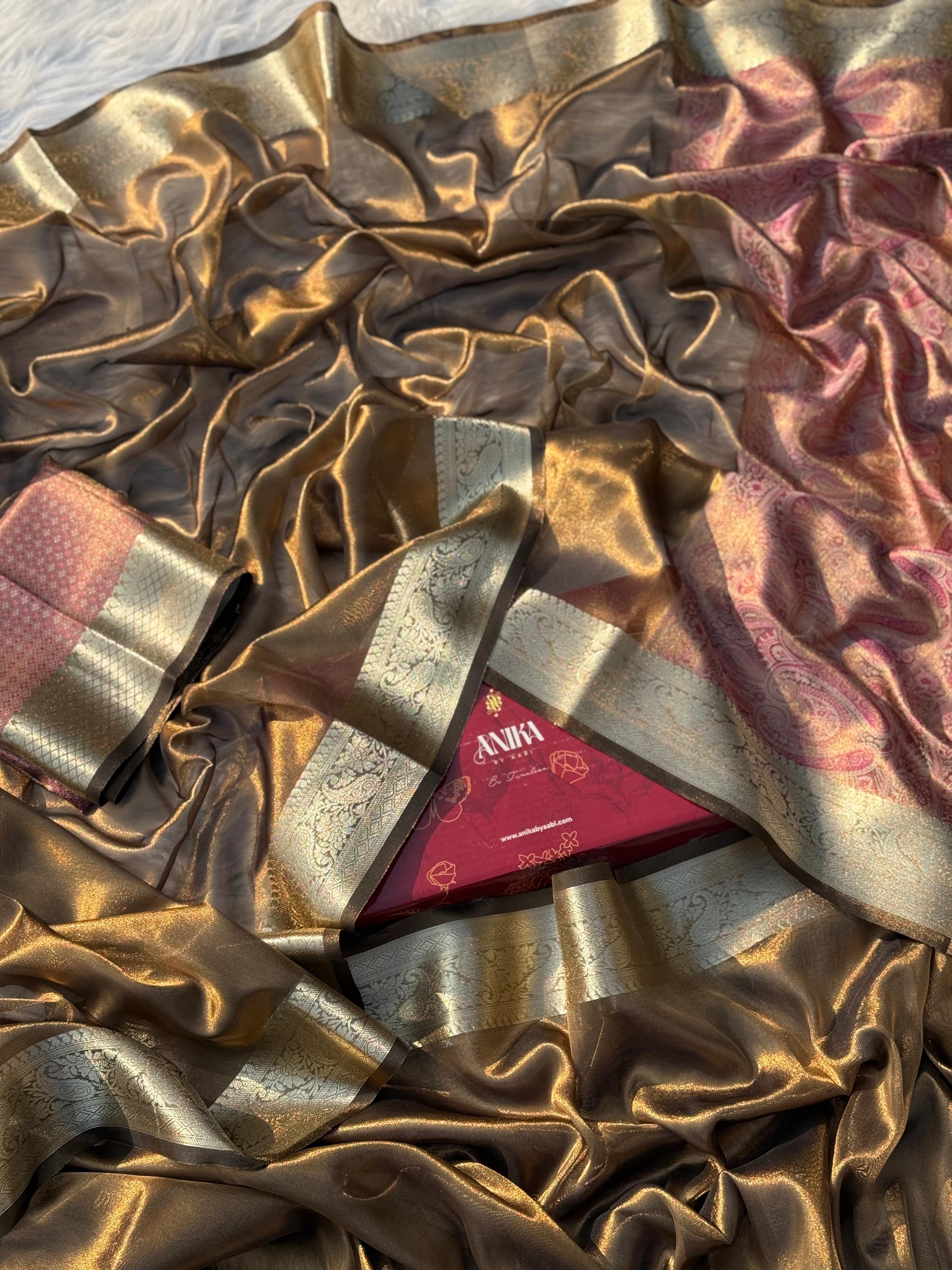 Anika’s Bronze Tissue silk saree - AB0027