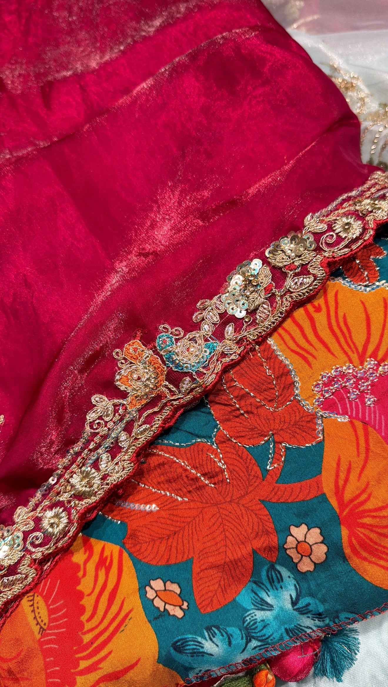 Anaya - chinon silk in Ranipink with Contrast blouse fabric