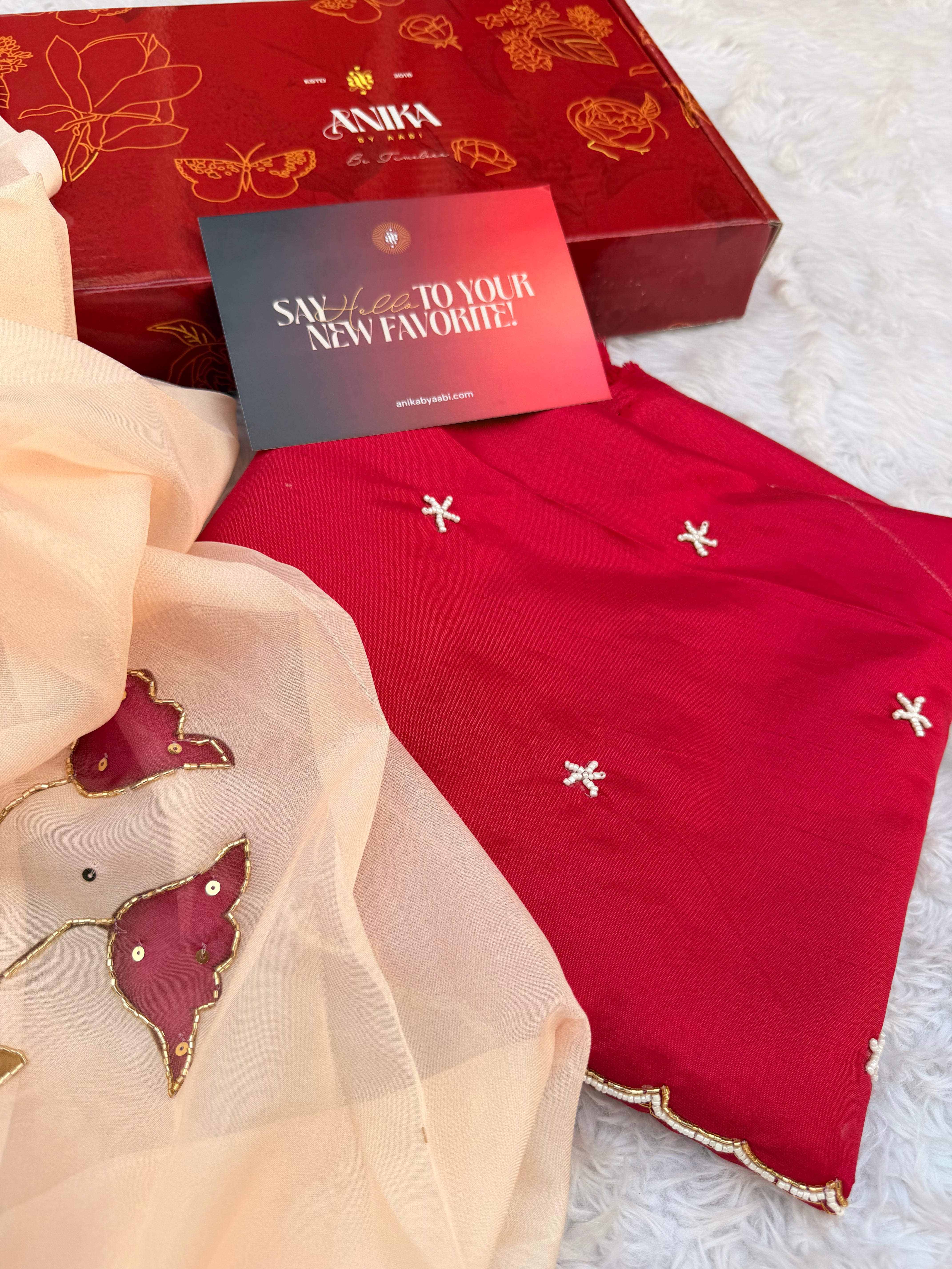 Valentine’s special edit Saree - Designer saree Vs09 with stitched Blouse