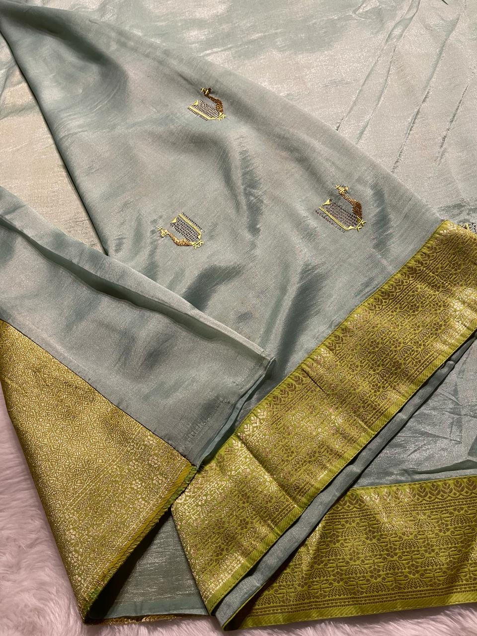 RAHA-LIGHT SEAFOAM GREEN SAREE