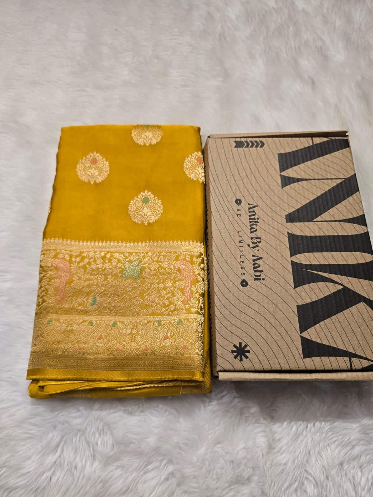MUSHRO-YELLOW SAREE
