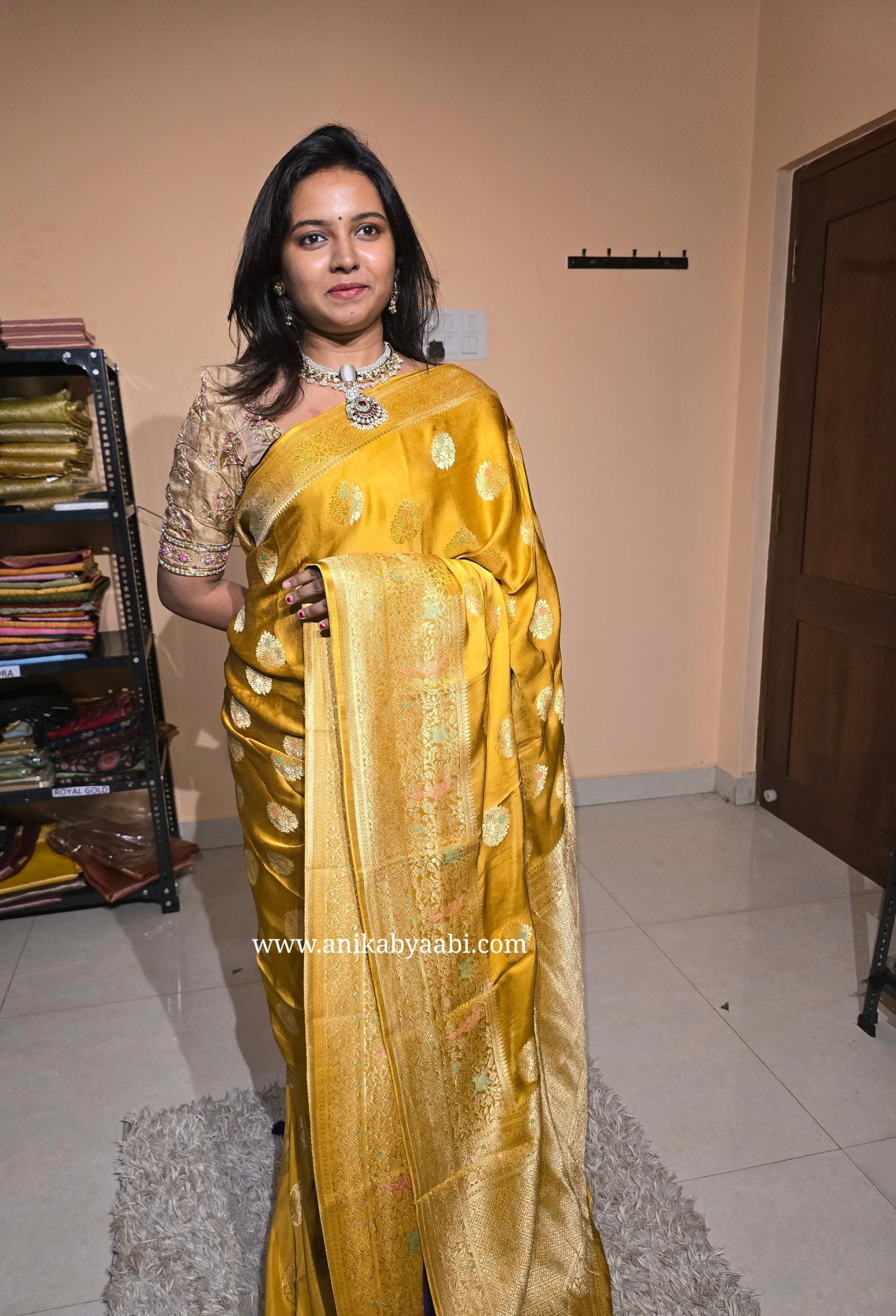 MUSHRO-YELLOW SAREE