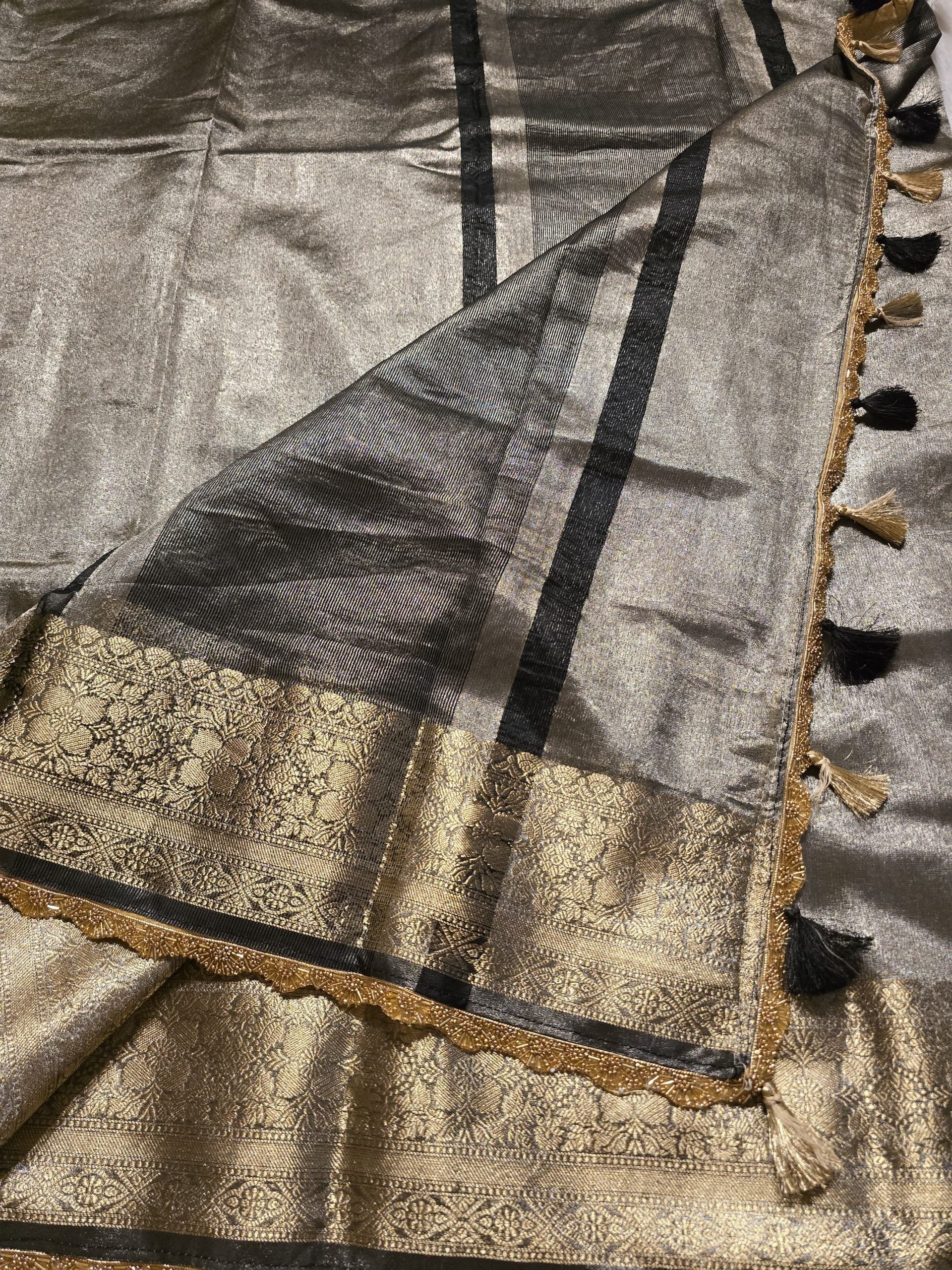 TISSUE LACE - ELEPHANT BLACK SAREE