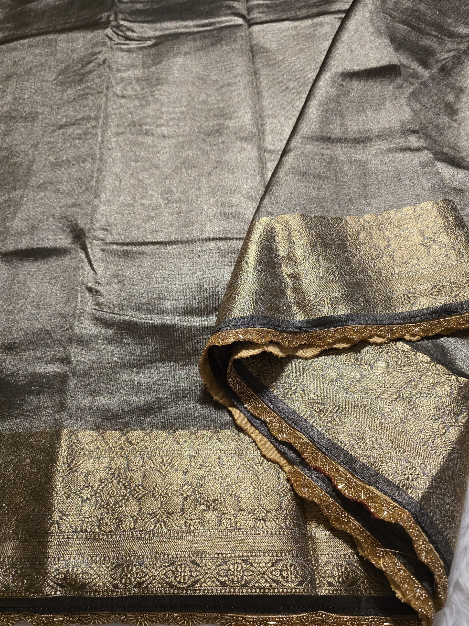 TISSUE LACE - ELEPHANT BLACK SAREE
