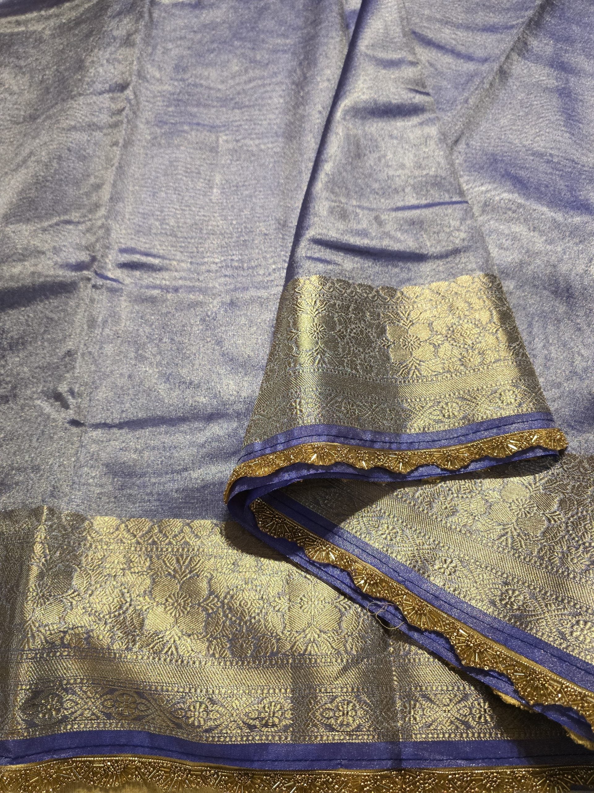 TISSUE LACE - PASTEL LAVENDER WITH BLUE TINIT SAREE