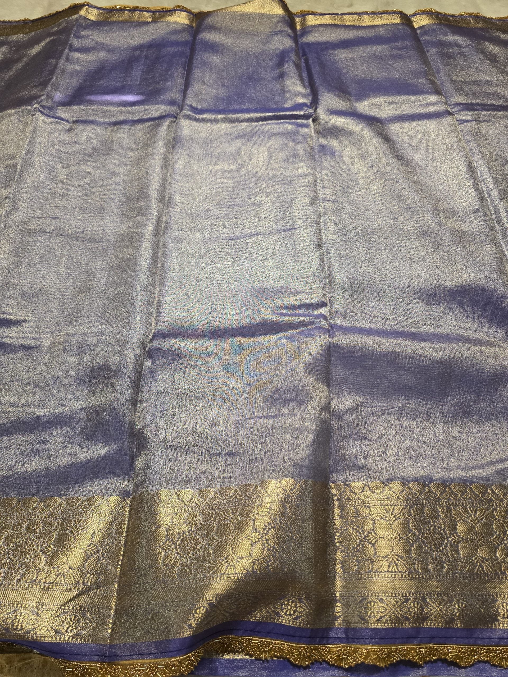 TISSUE LACE - PASTEL LAVENDER WITH BLUE TINIT SAREE