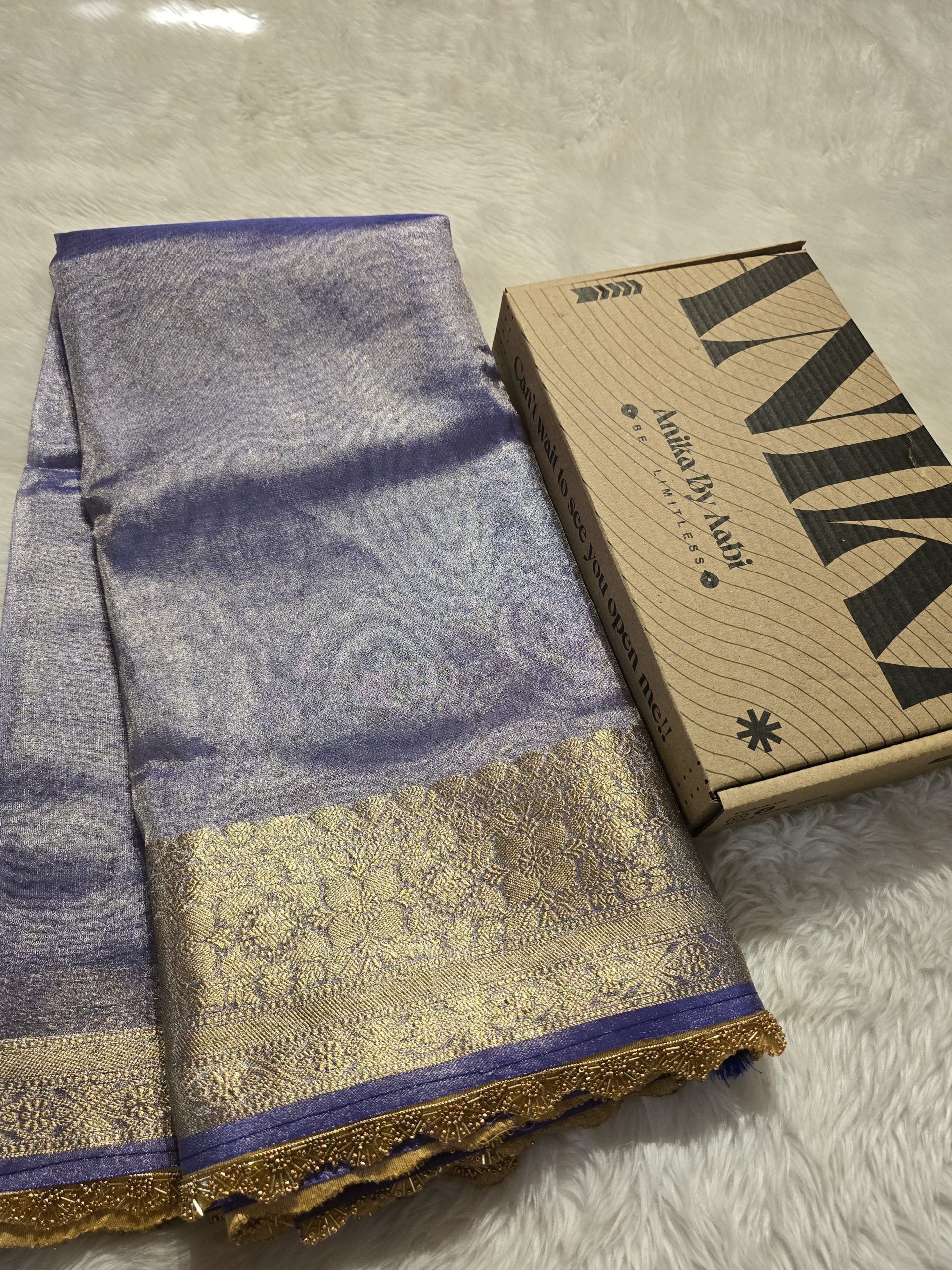 TISSUE LACE - PASTEL LAVENDER WITH BLUE TINIT SAREE