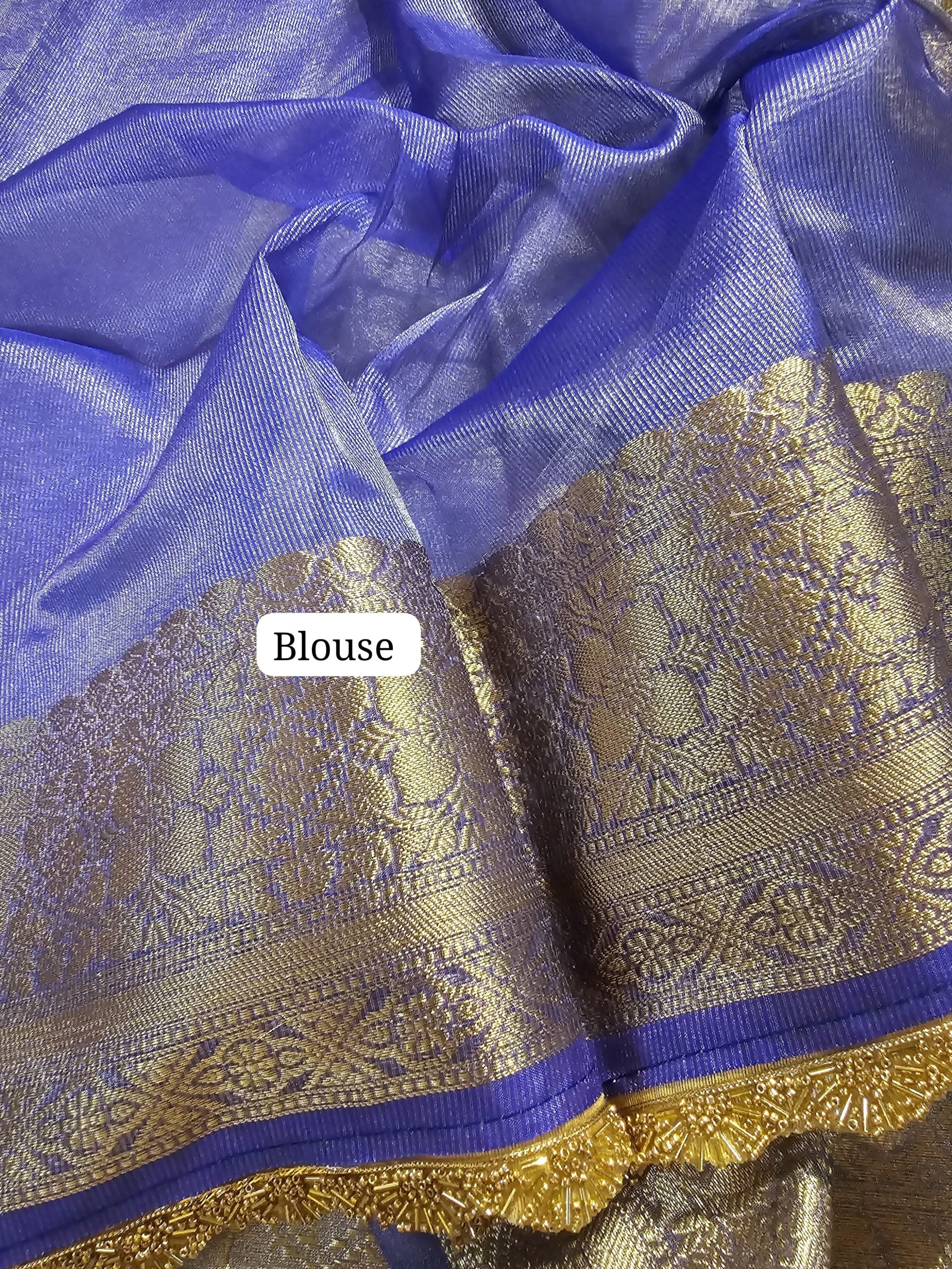 TISSUE LACE - PASTEL LAVENDER WITH BLUE TINIT SAREE