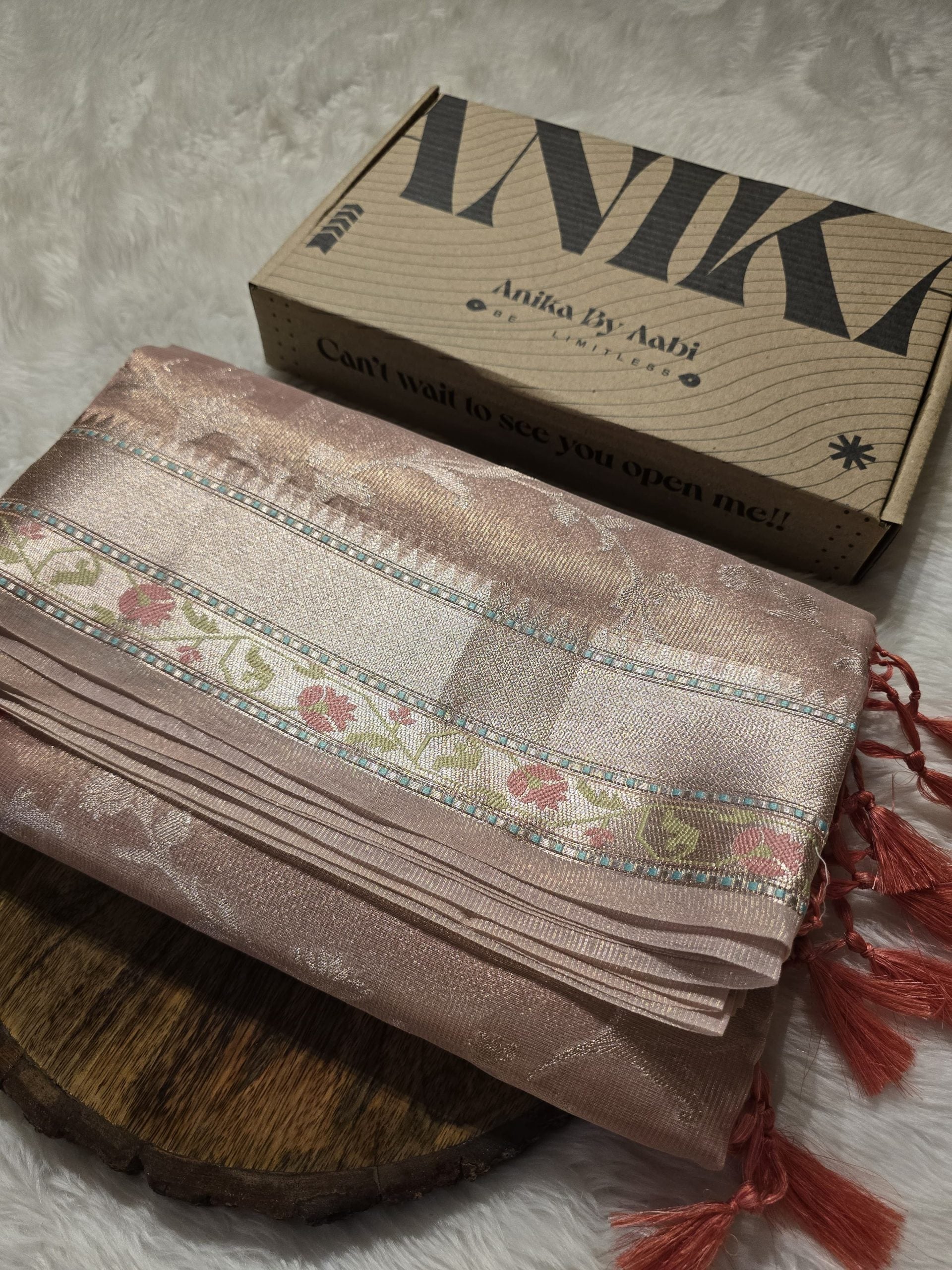 OREGANO-PASTEL PEACH PINK SAREE