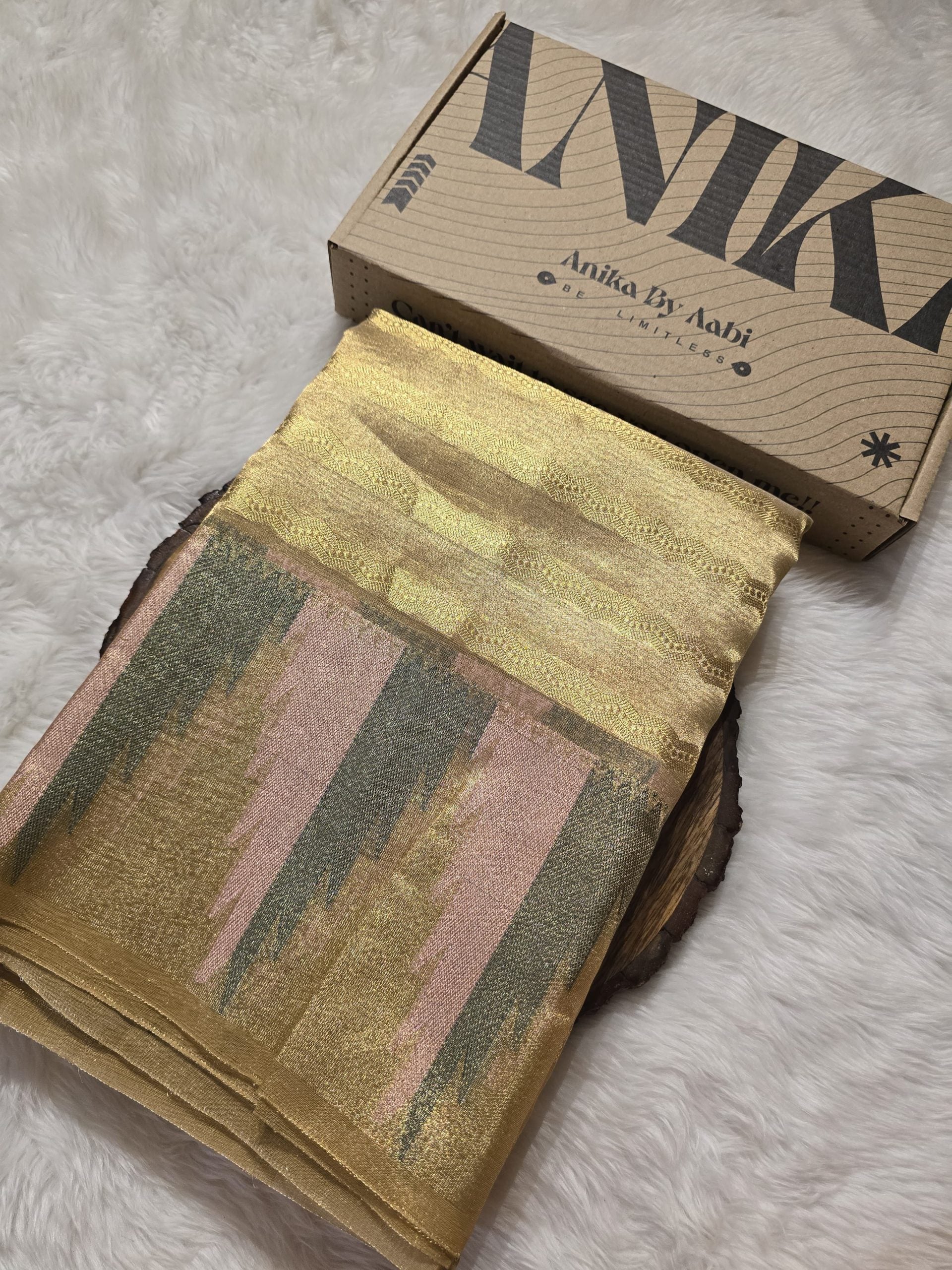 OREGANO-ANTIQUE GOLD TEMPLE SAREE
