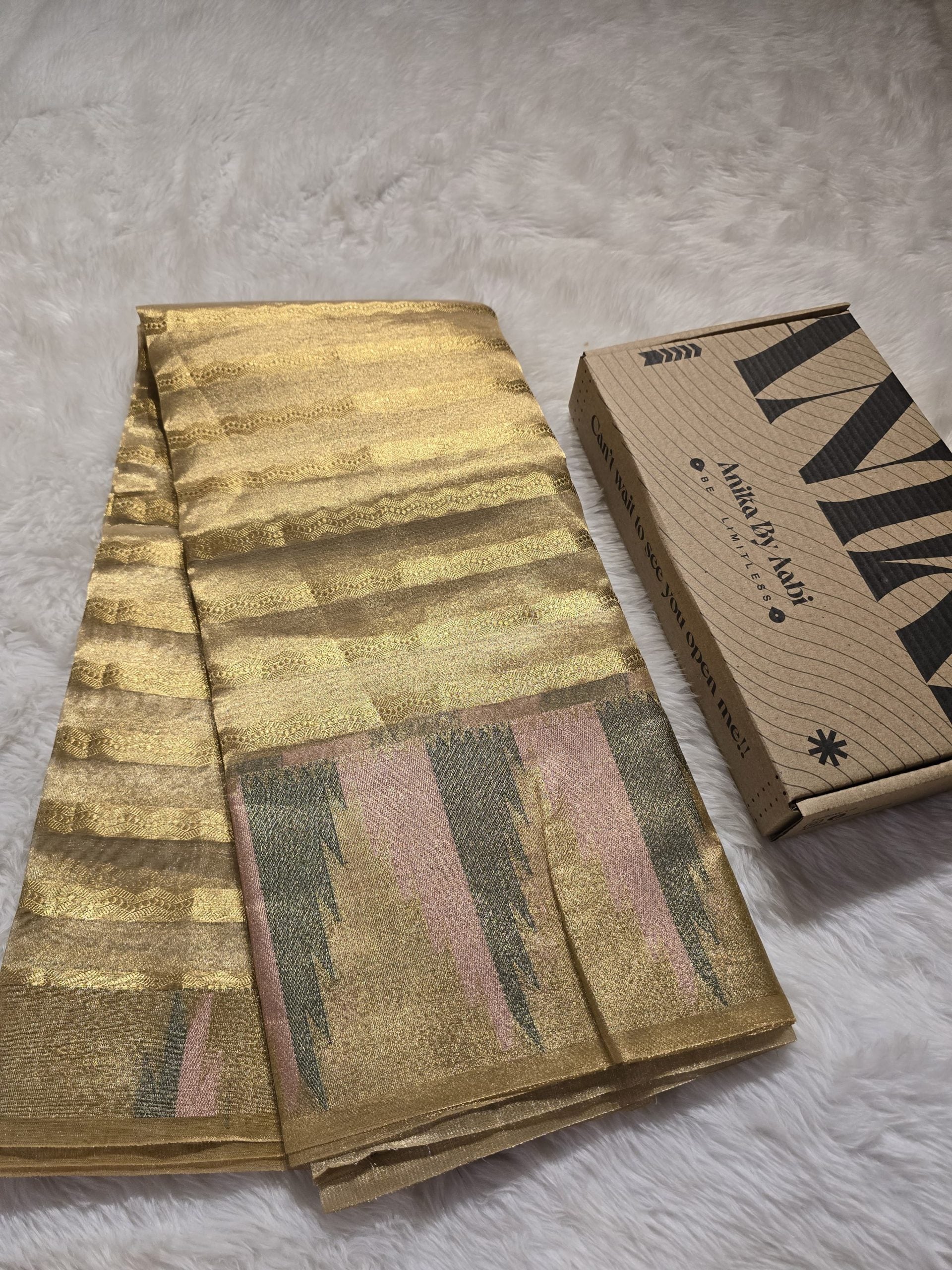 OREGANO-ANTIQUE GOLD TEMPLE SAREE