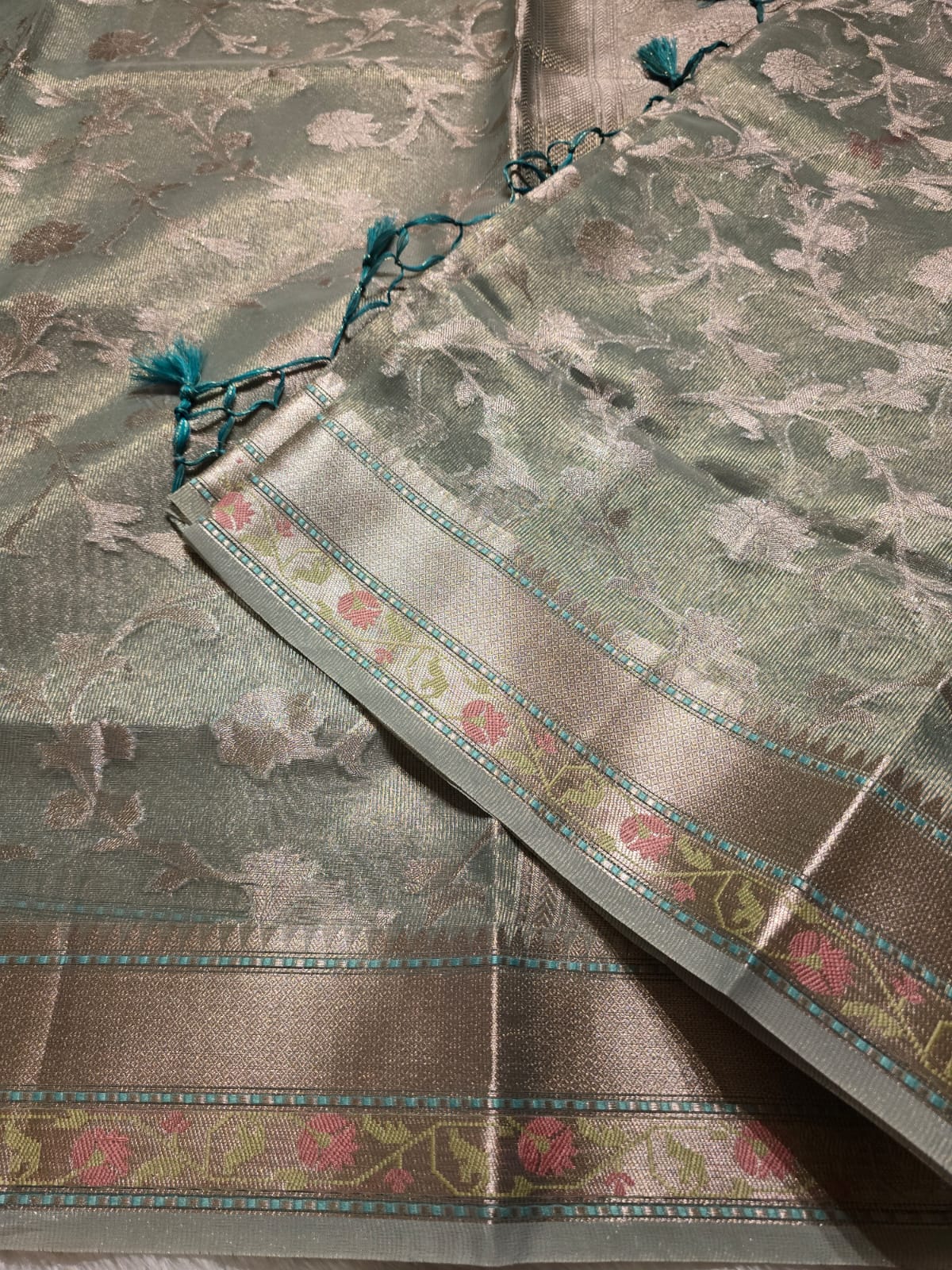 OREGANO -PASTEL TEAL SAREE