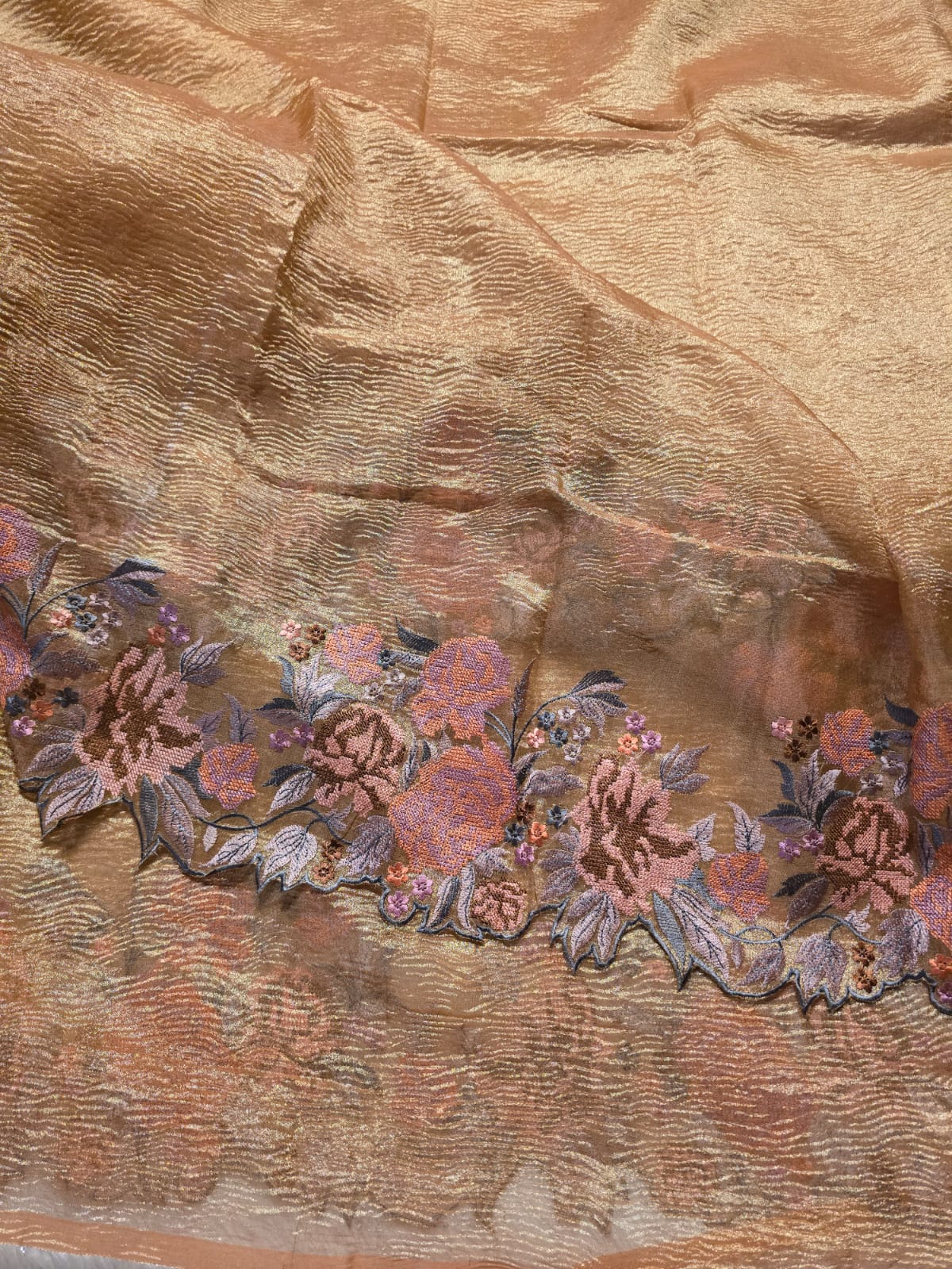 RASHI-PASTEL PEACH LAVENDER GRAY SAREE