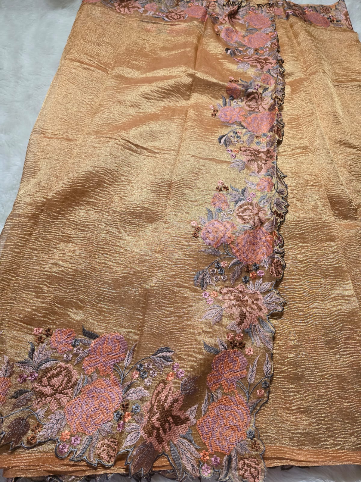 RASHI-PASTEL PEACH LAVENDER GRAY SAREE