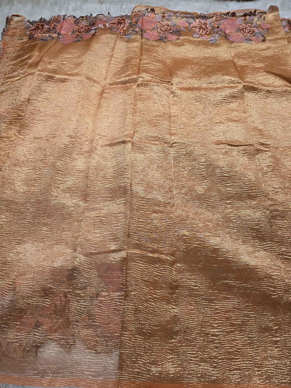 RASHI-PASTEL PEACH LAVENDER GRAY SAREE