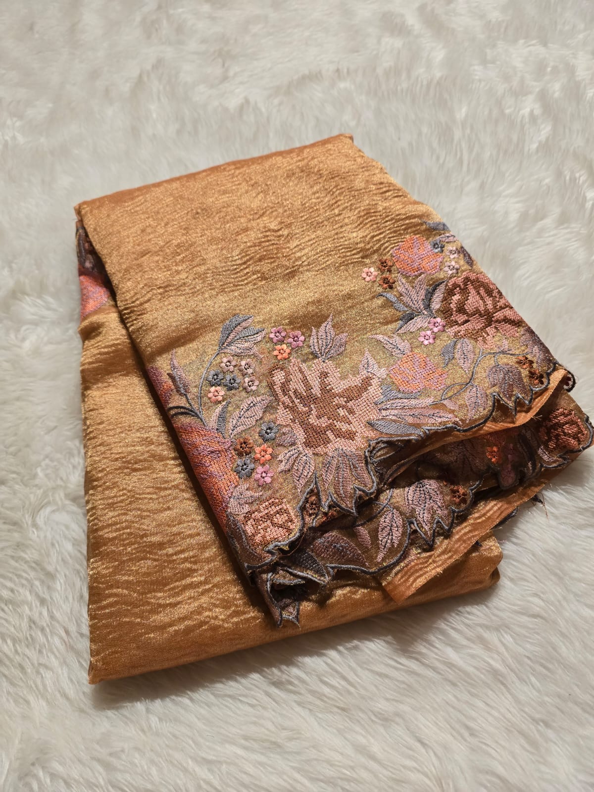 RASHI-PASTEL PEACH LAVENDER GRAY SAREE