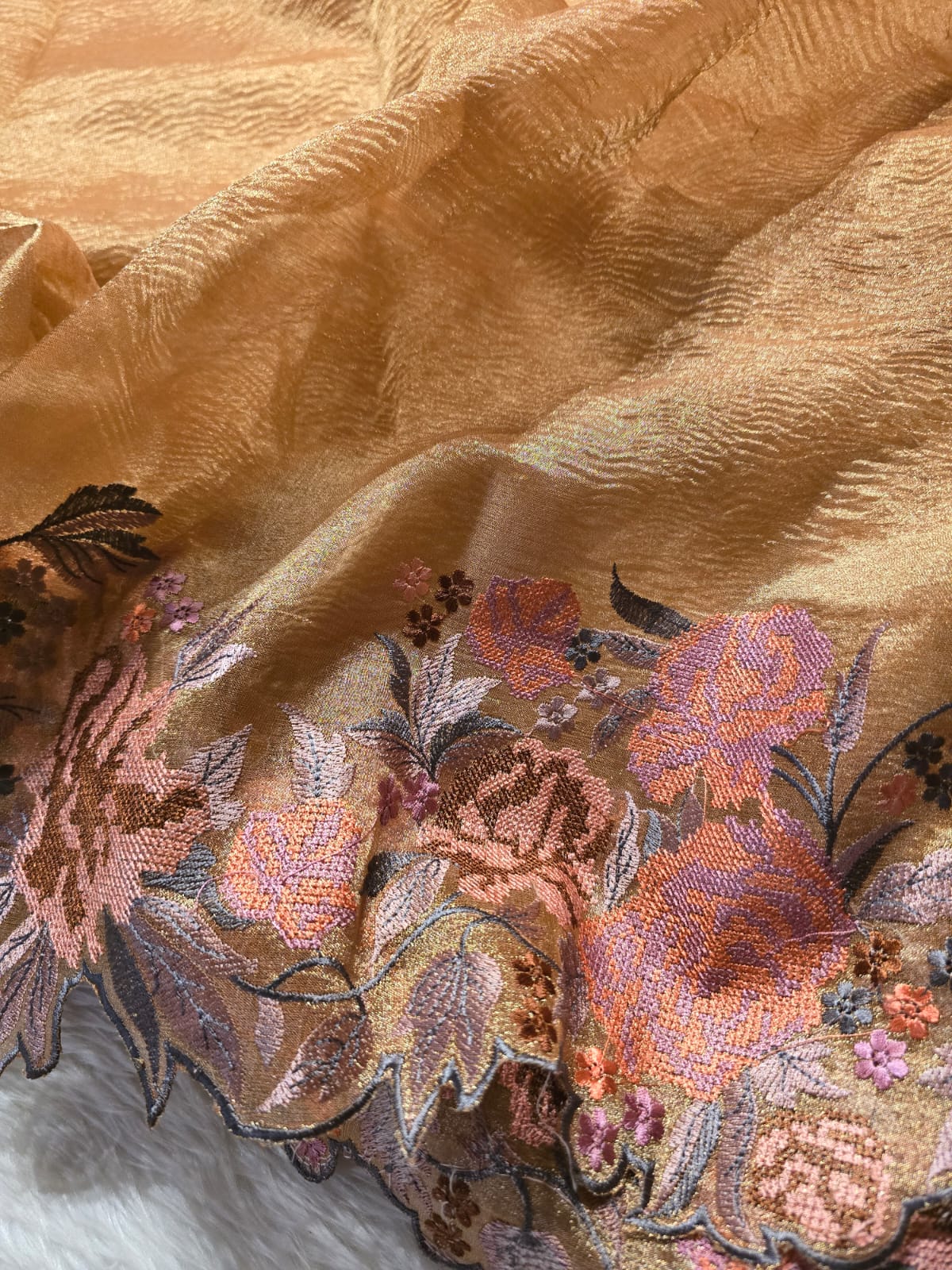 RASHI-PASTEL PEACH LAVENDER GRAY SAREE