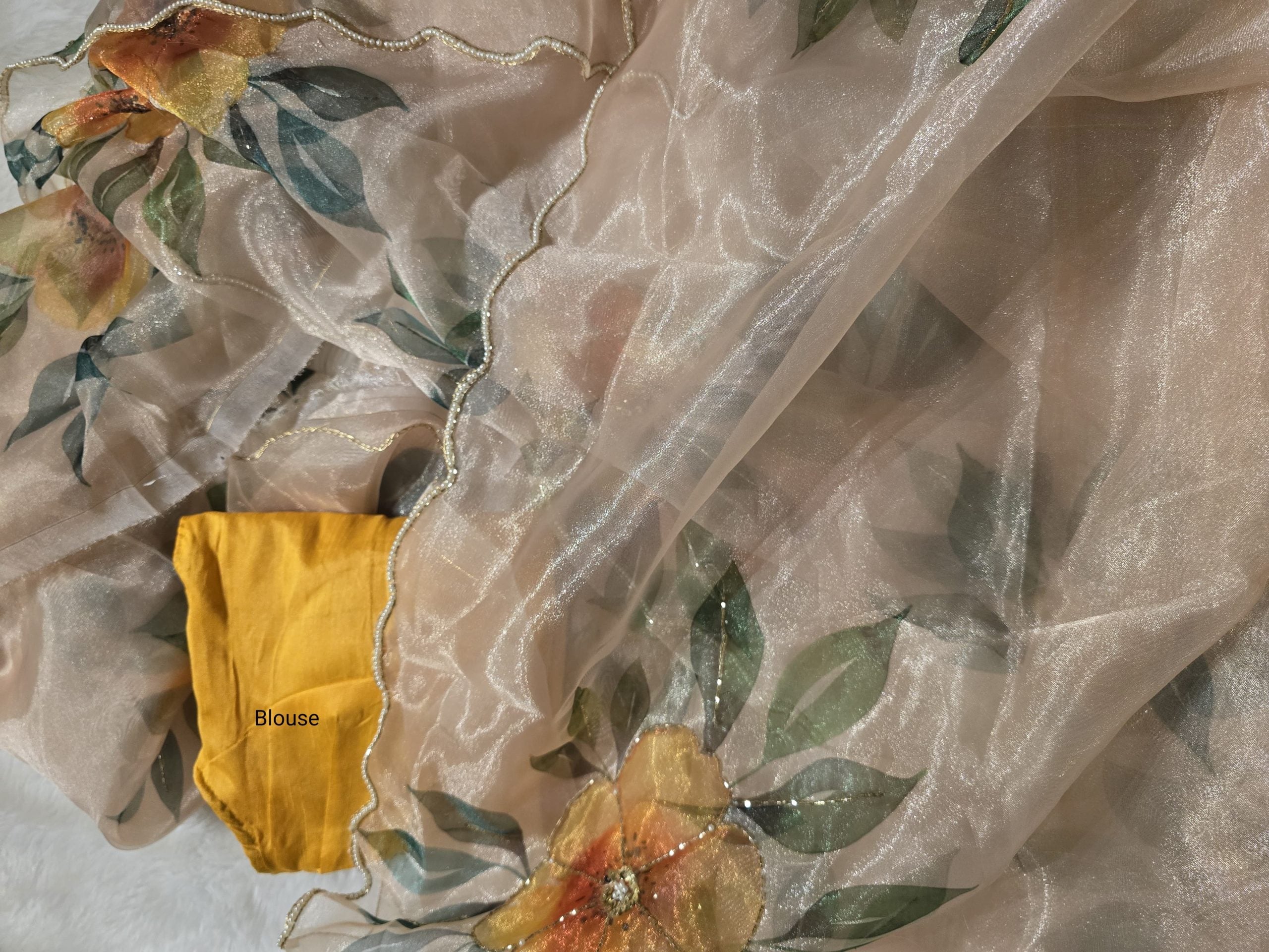 ORGANZA-SUNSET ORANGE SAREE
