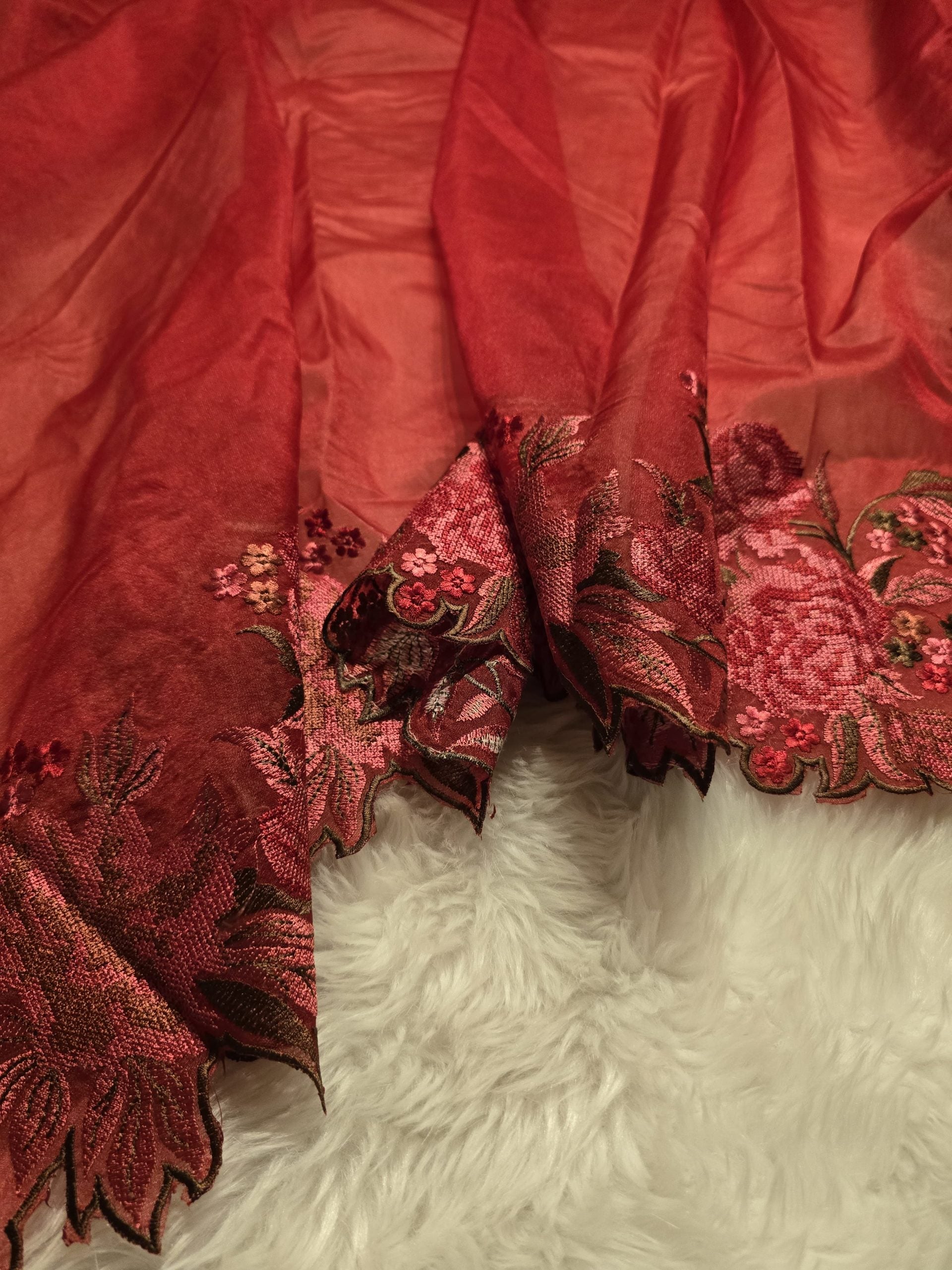 ORGANZA-RED ROSE SAREE