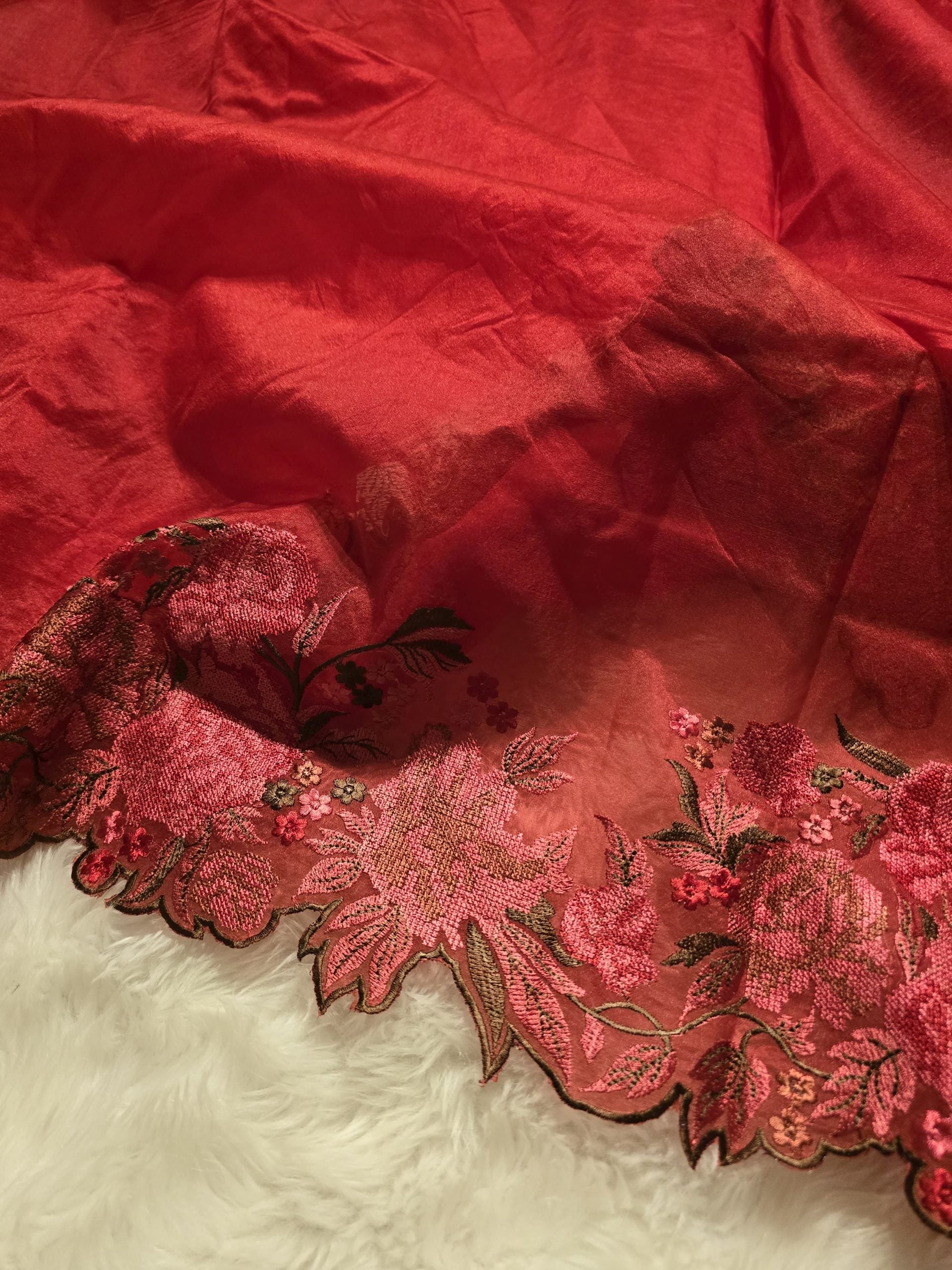 ORGANZA-RED ROSE SAREE