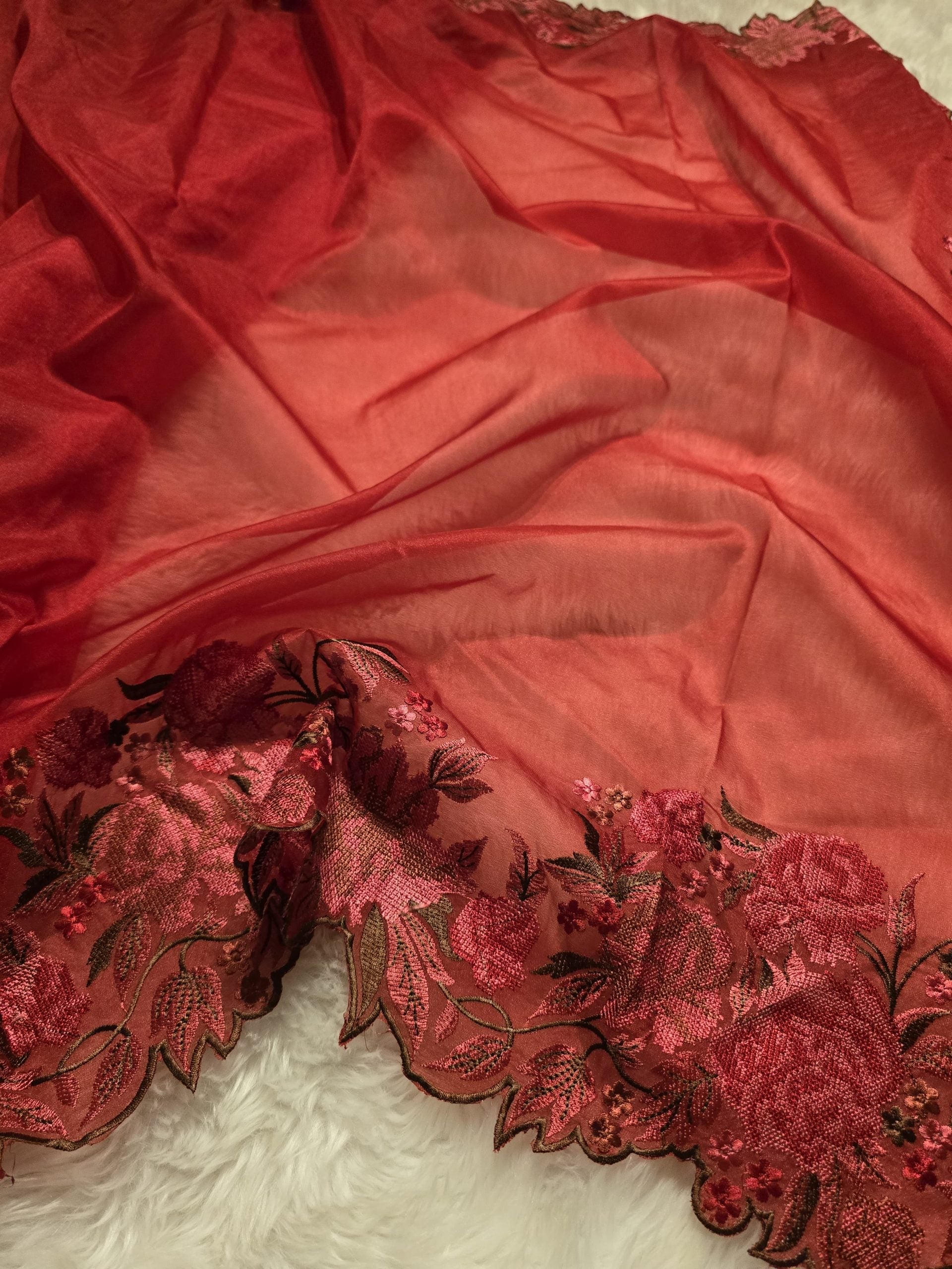 ORGANZA-RED ROSE SAREE