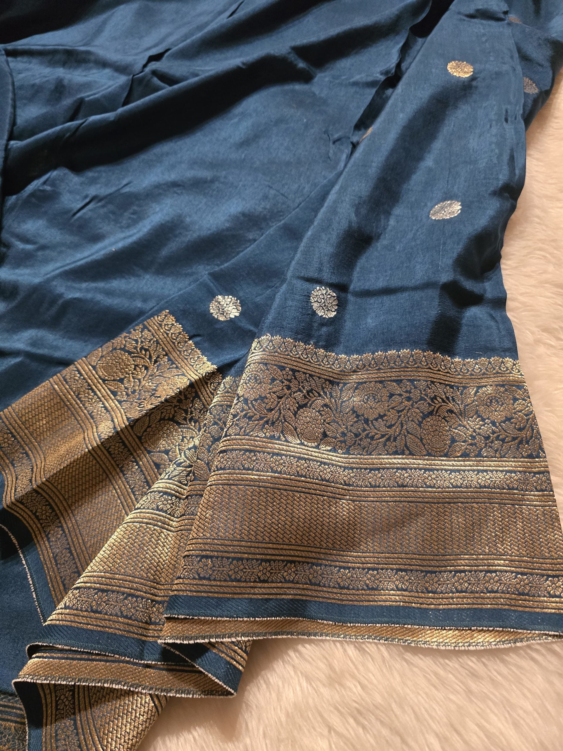 VINTAGE BANARASI-METALLICE BLUE SAREE