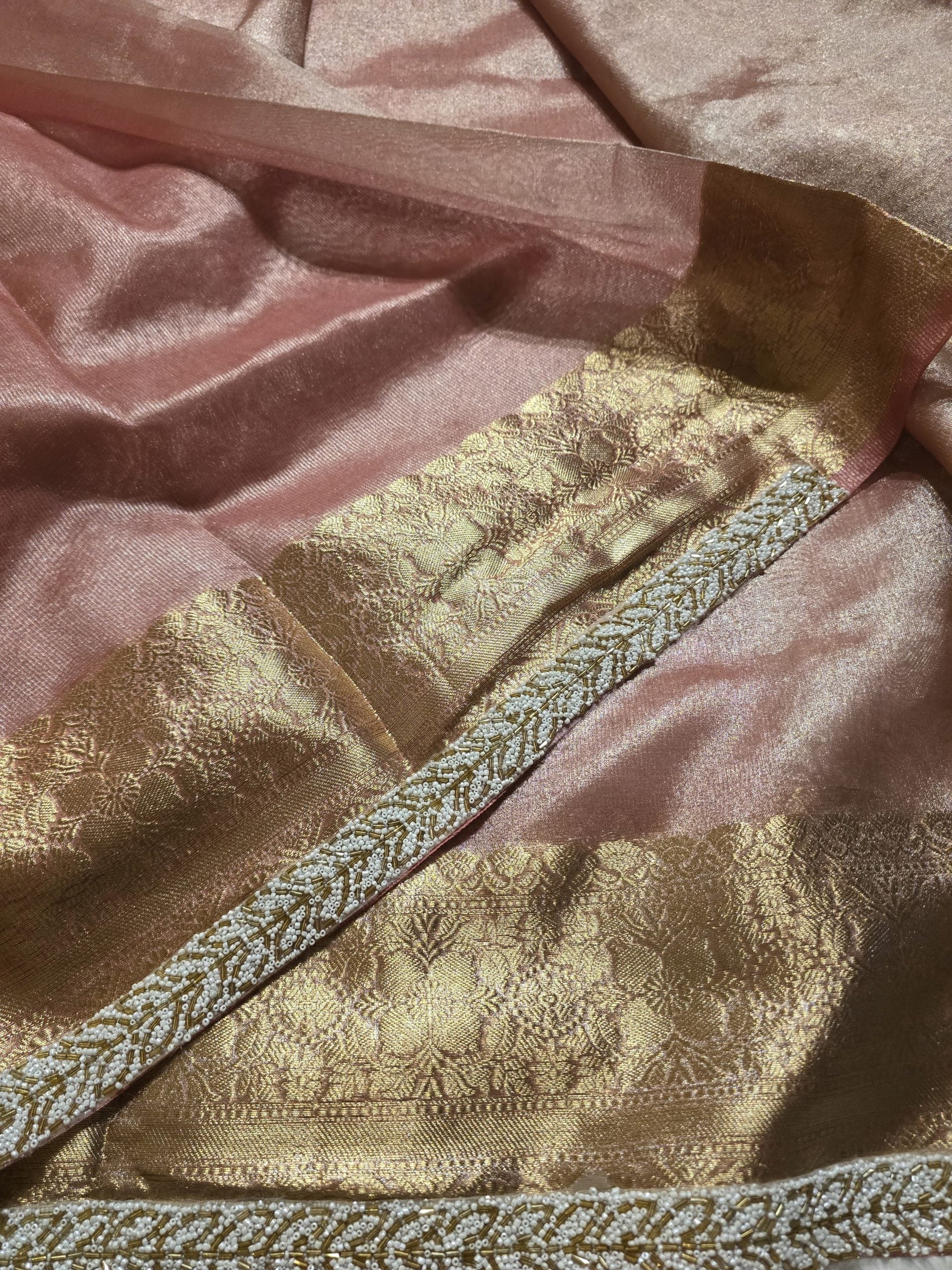 TISSUE BEATS-PASTEL PEACH SAREE