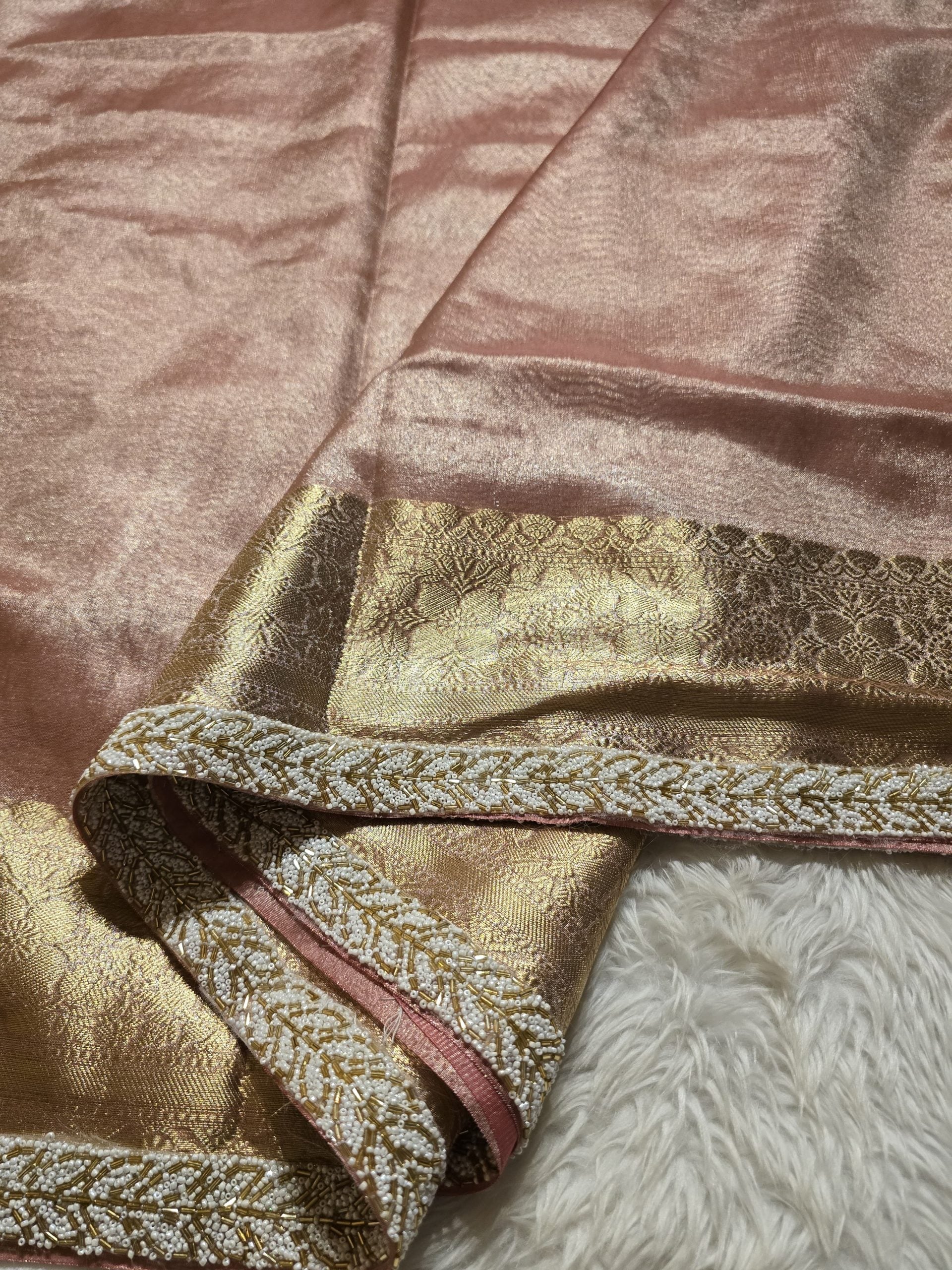 TISSUE BEATS-PASTEL PEACH SAREE