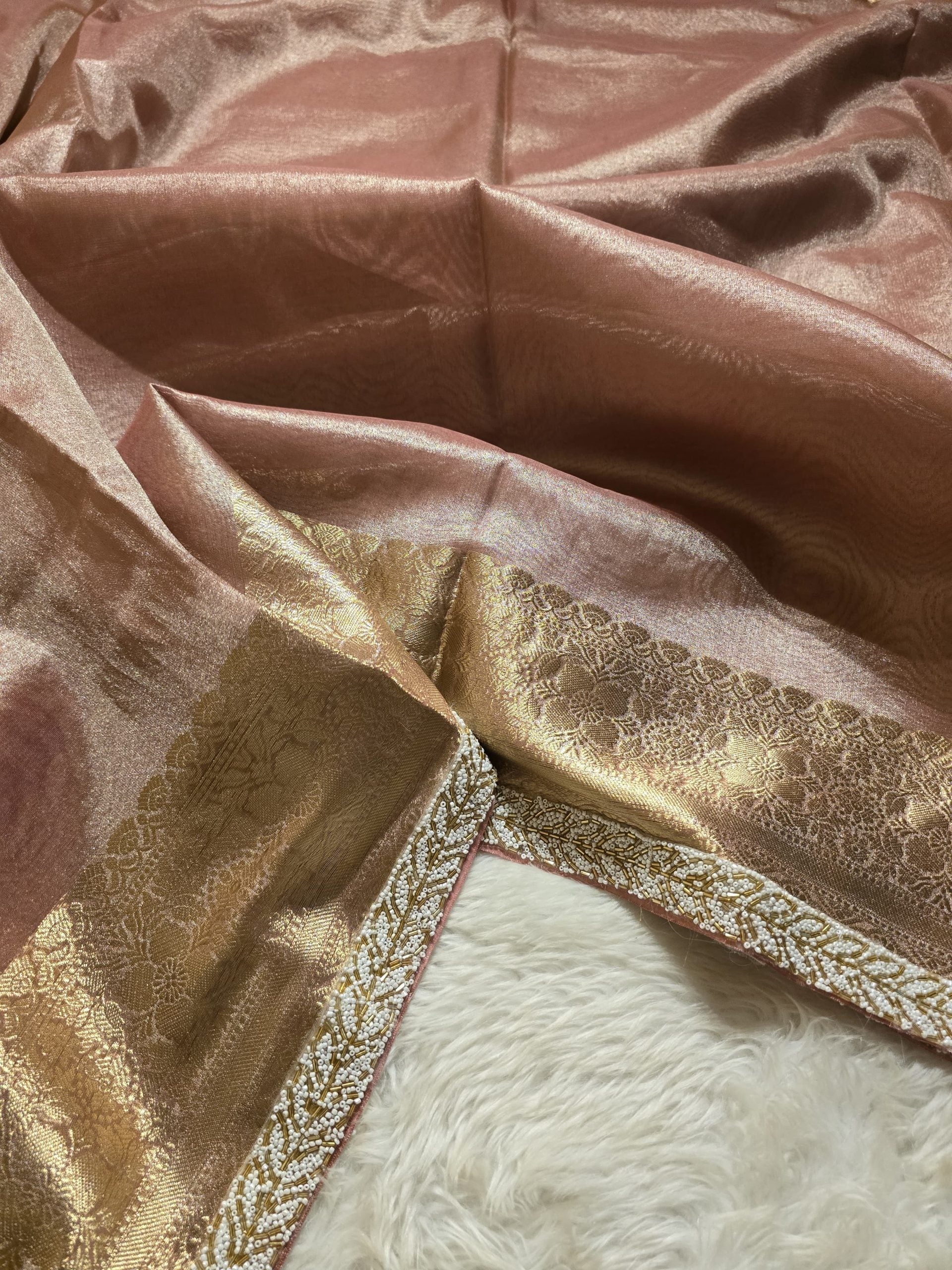 TISSUE BEATS-PASTEL PEACH SAREE