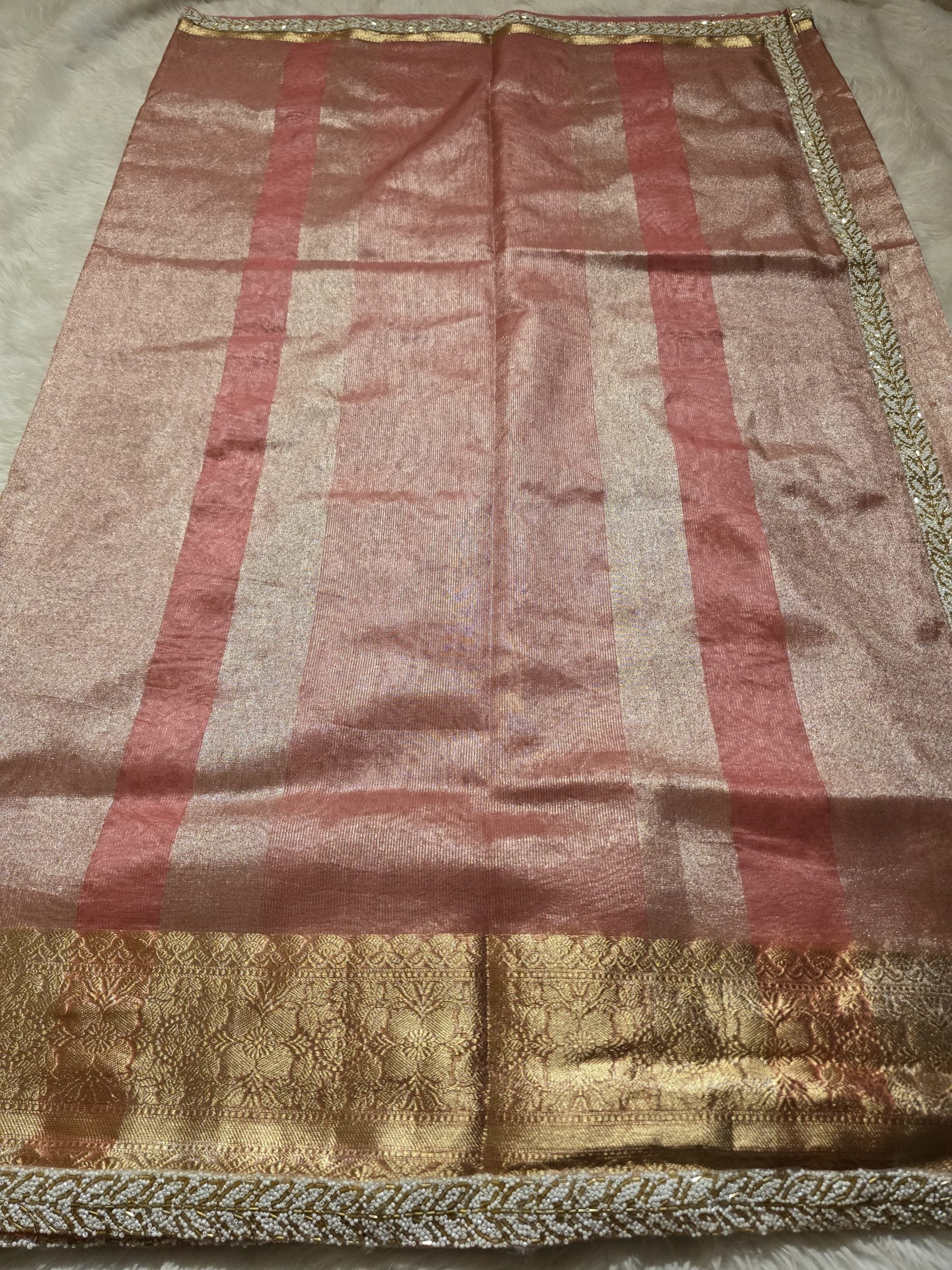 TISSUE BEATS-PASTEL PEACH SAREE