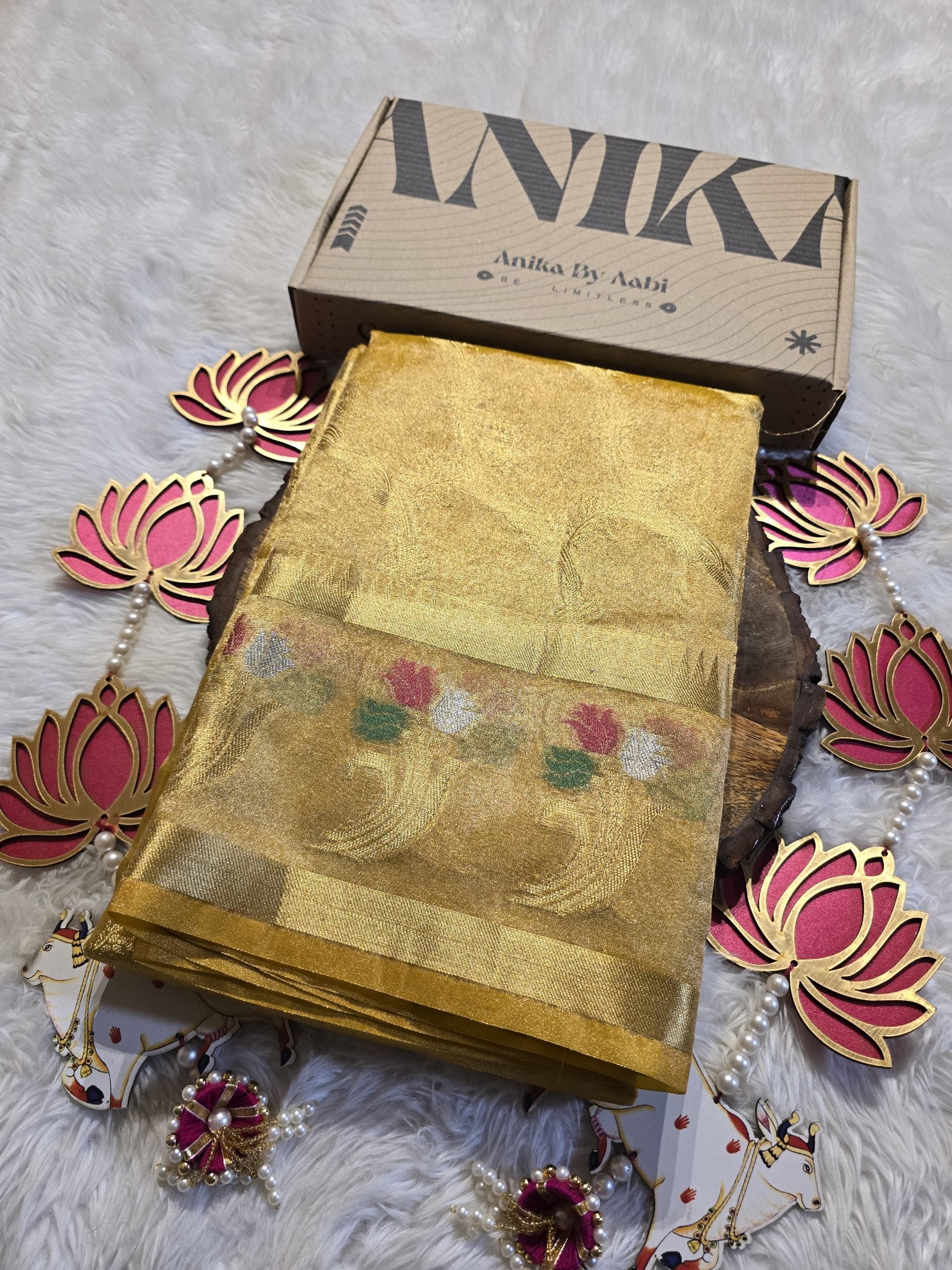 RADHI FLORA-GOLD SAREE