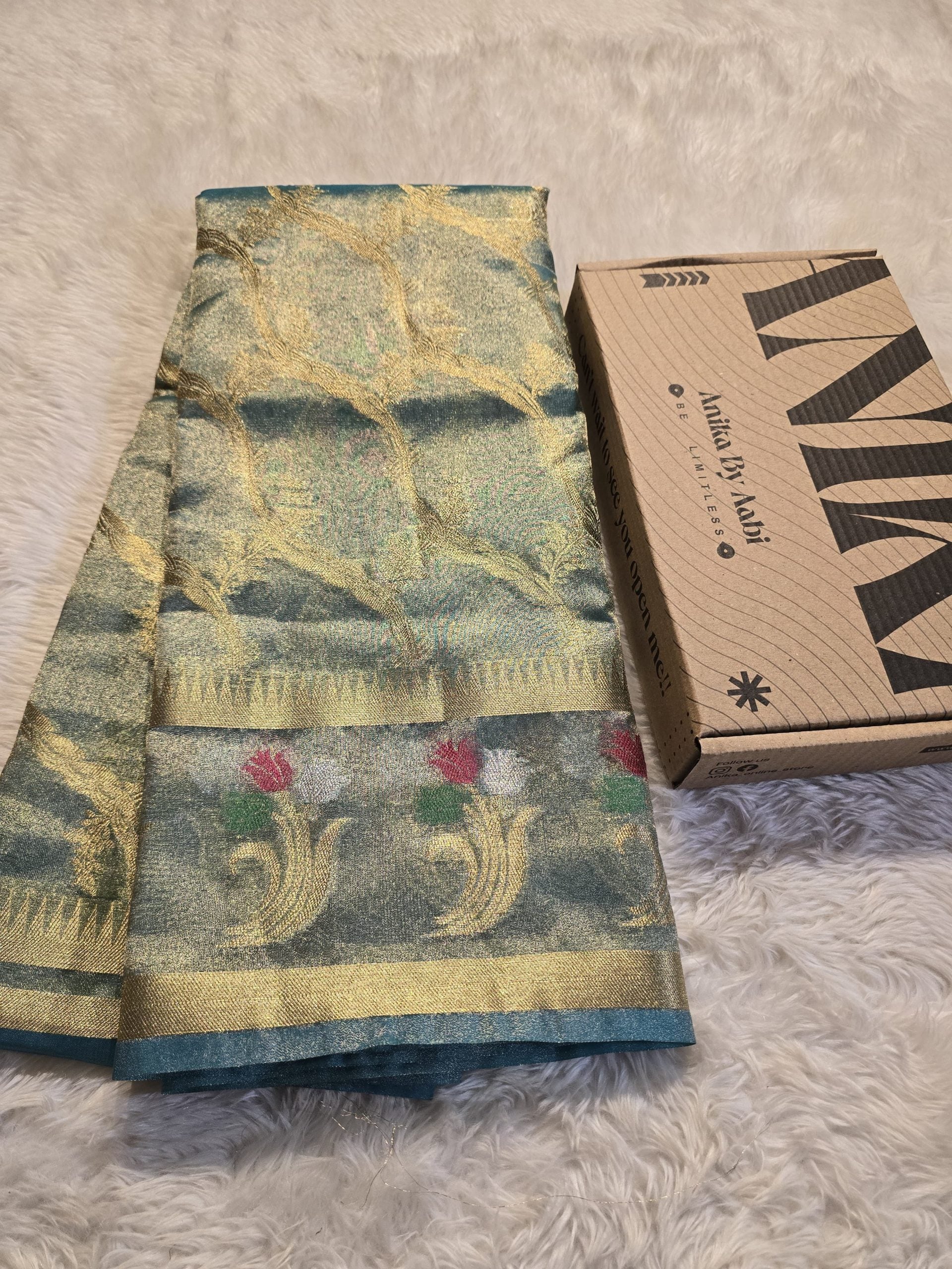 RADHI FLORA-RAMA METALLIC BLUE SAREE