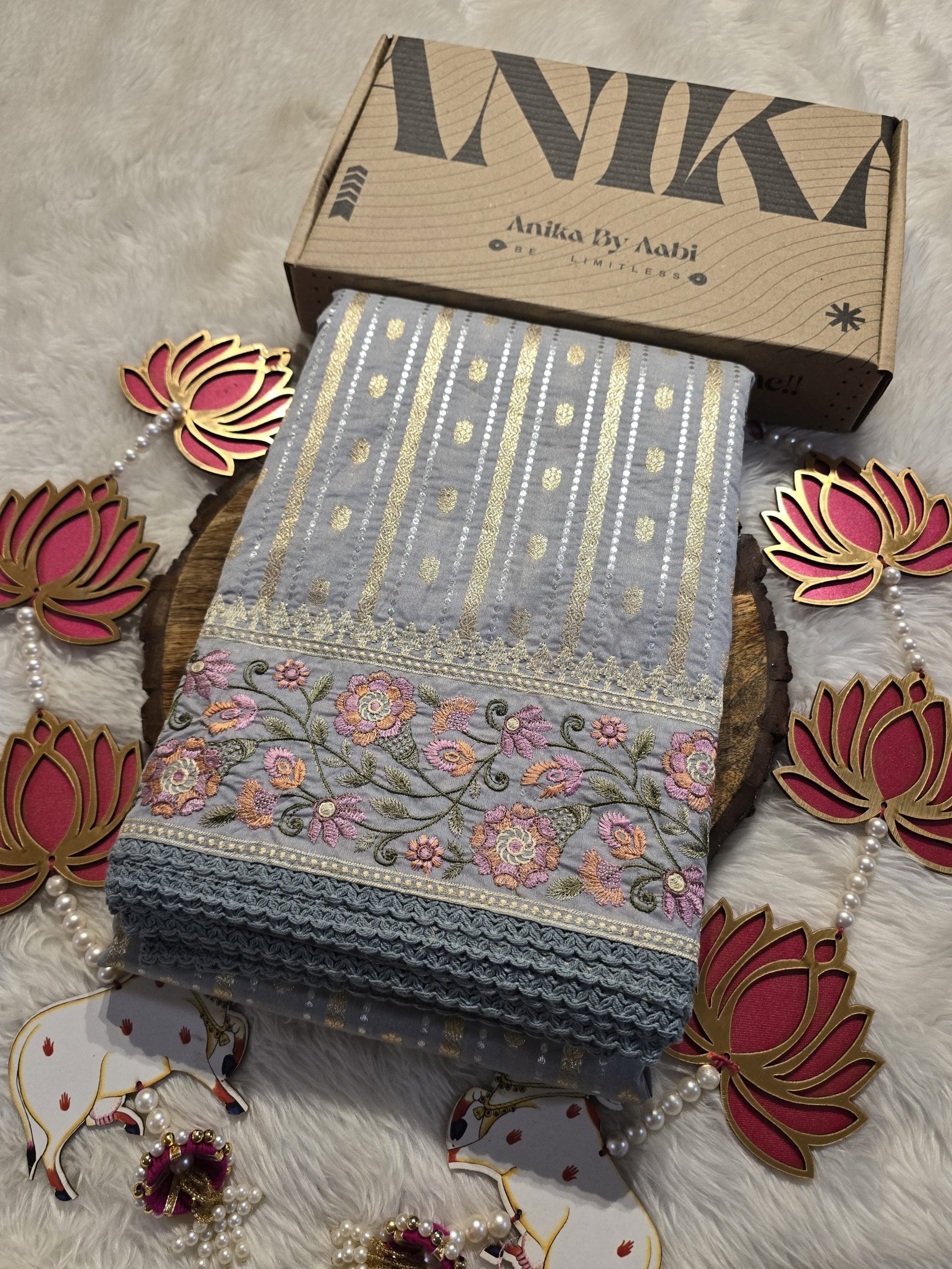 ANAHA-BLUISH GRAY SAREE