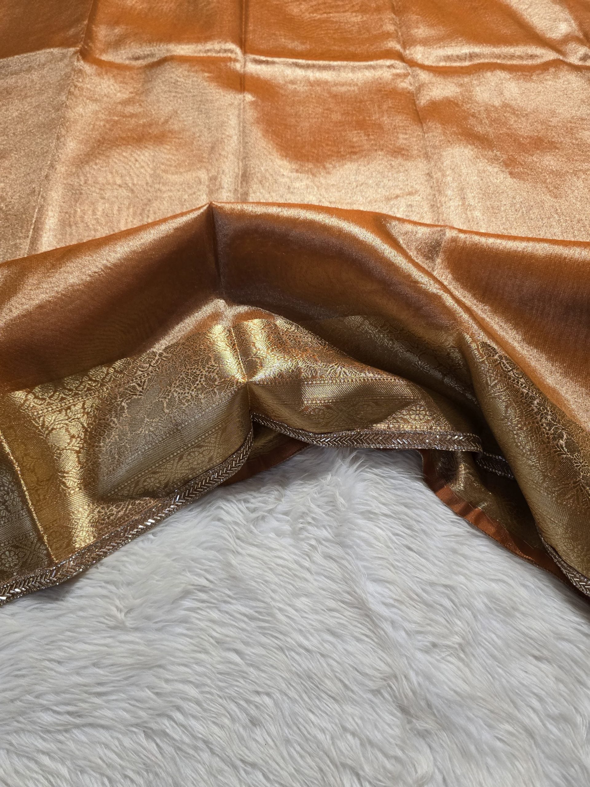 TISSUE LACE-ORANGE SAREE