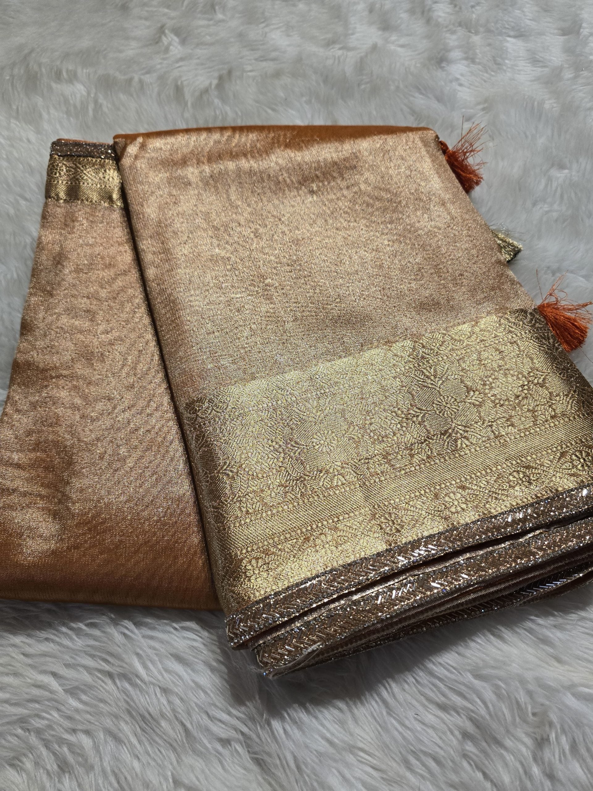 TISSUE LACE-ORANGE SAREE