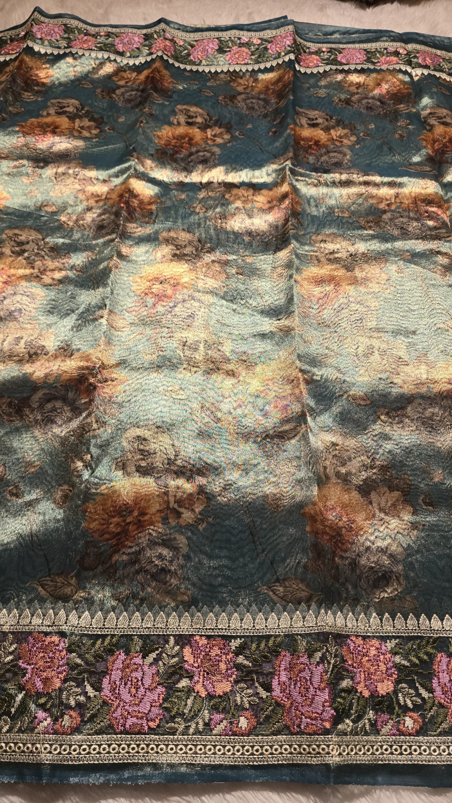 HEERAMANDI-SHEER RAMA BLUE SAREE