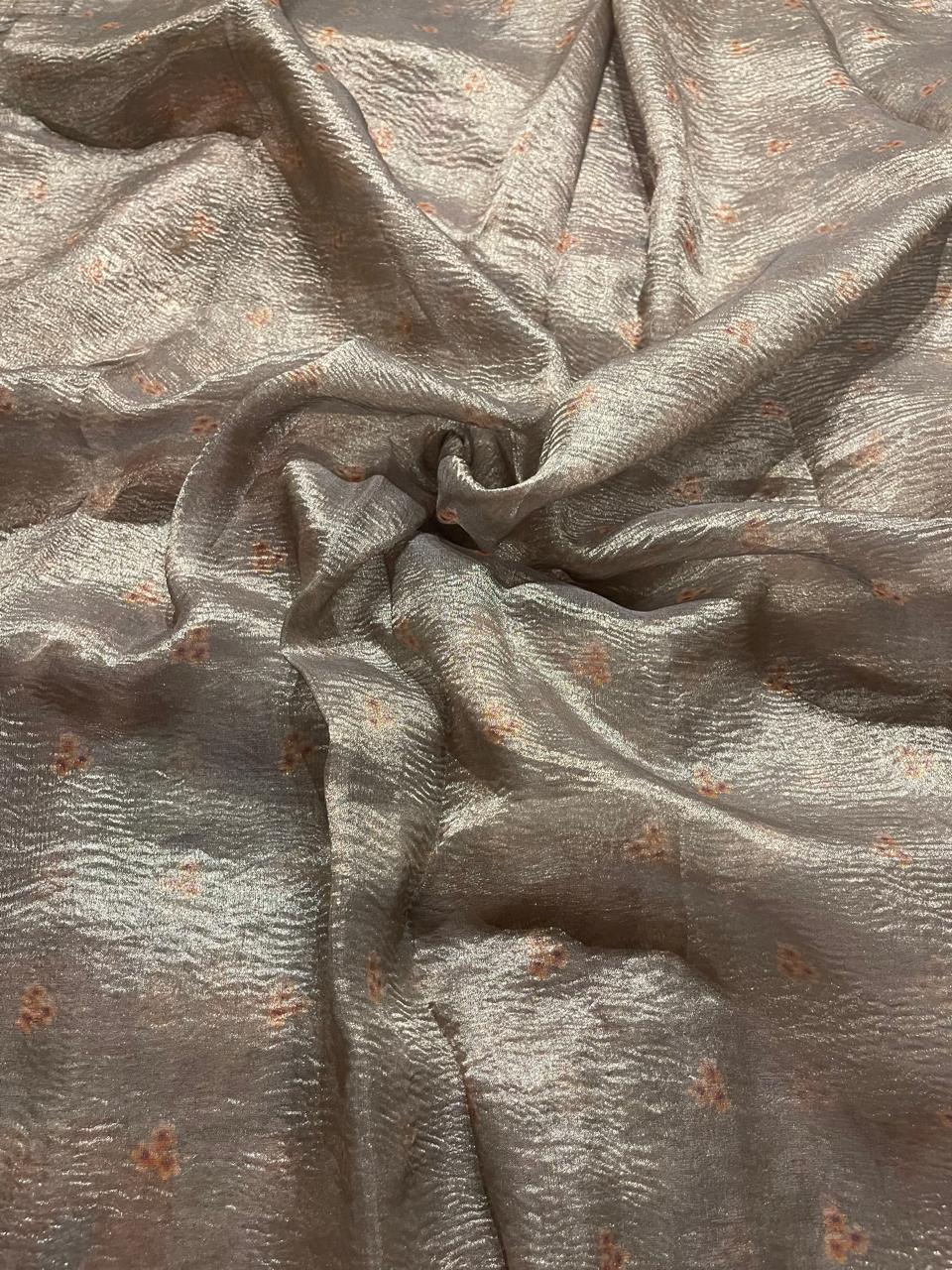 CRUSH FLORAL-BEIGE GRAY SAREE
