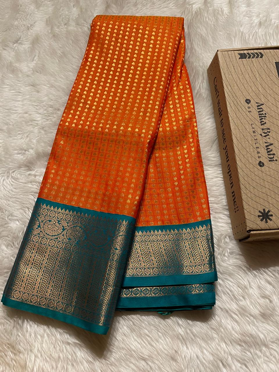 1000 BUTTAS-ORANGE WITH PEACOCK GREEN