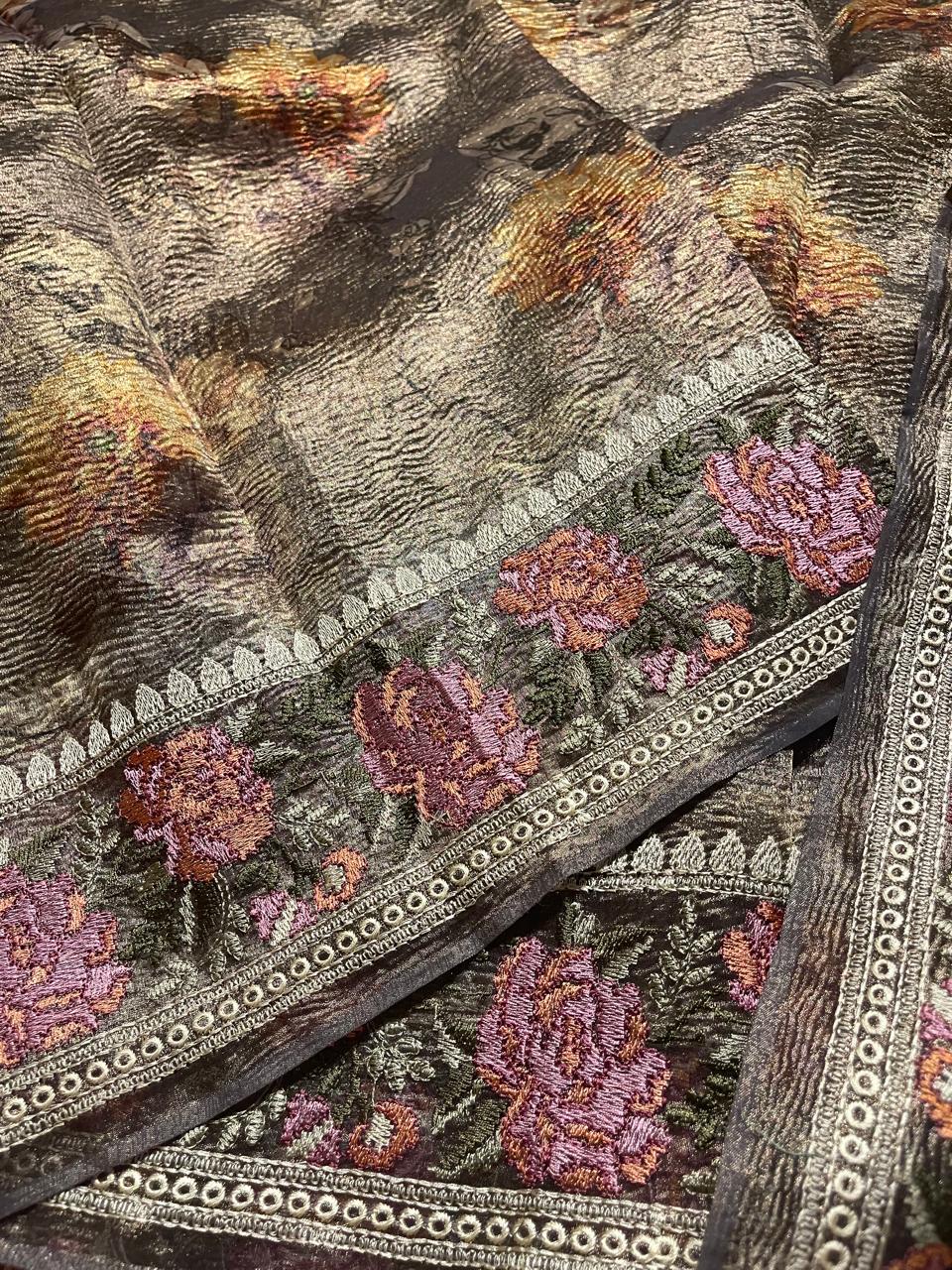 HEERAMANDI CRUSH-FOSSIL GRAY SAREE