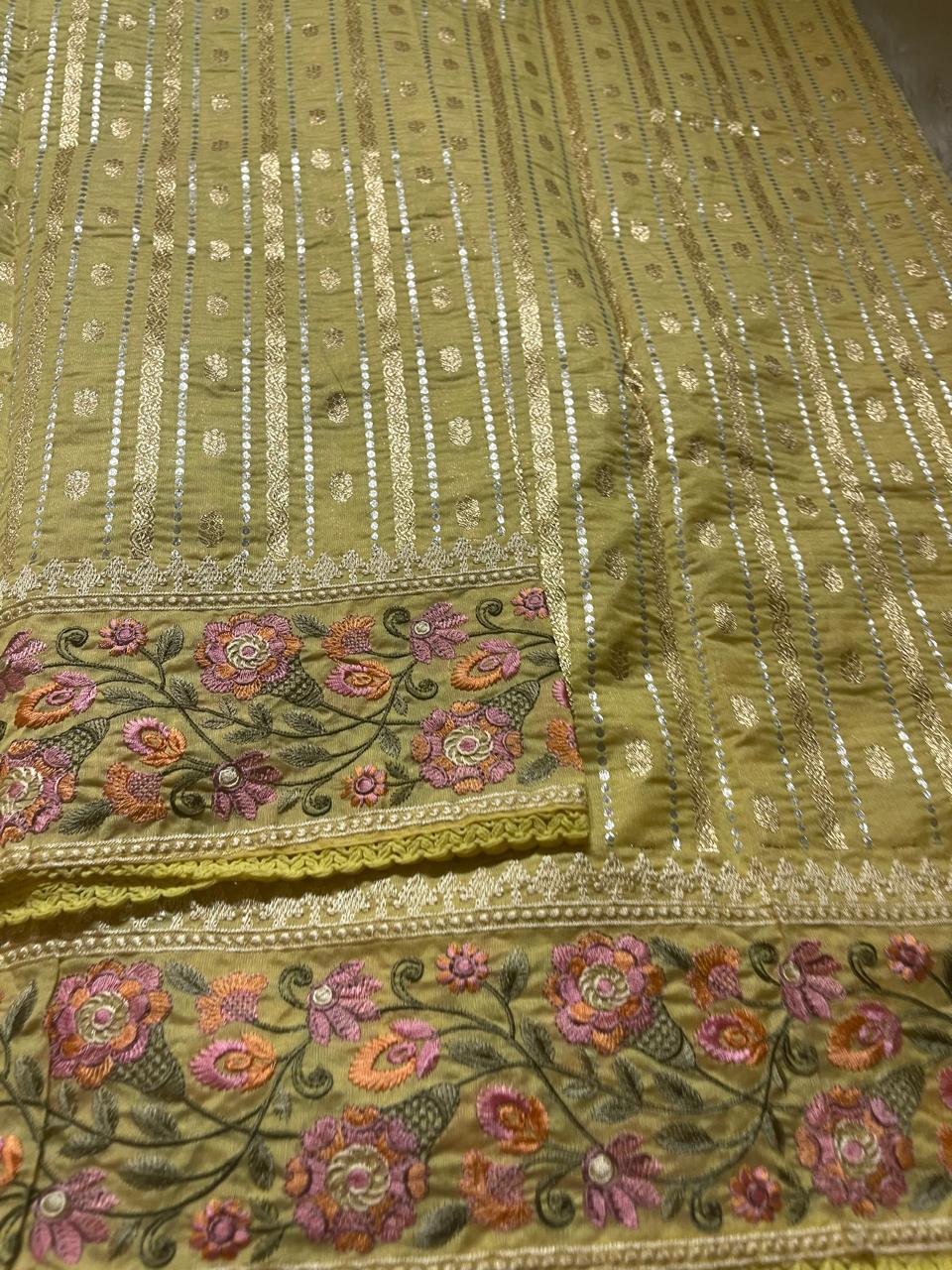 ANAHA-FLORA LIME YELLOW SAREE