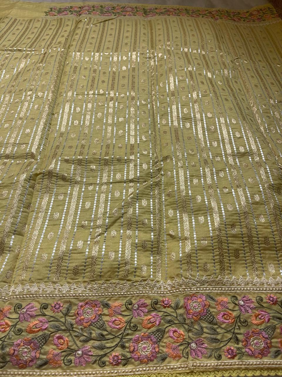 ANAHA-FLORA LIME YELLOW SAREE