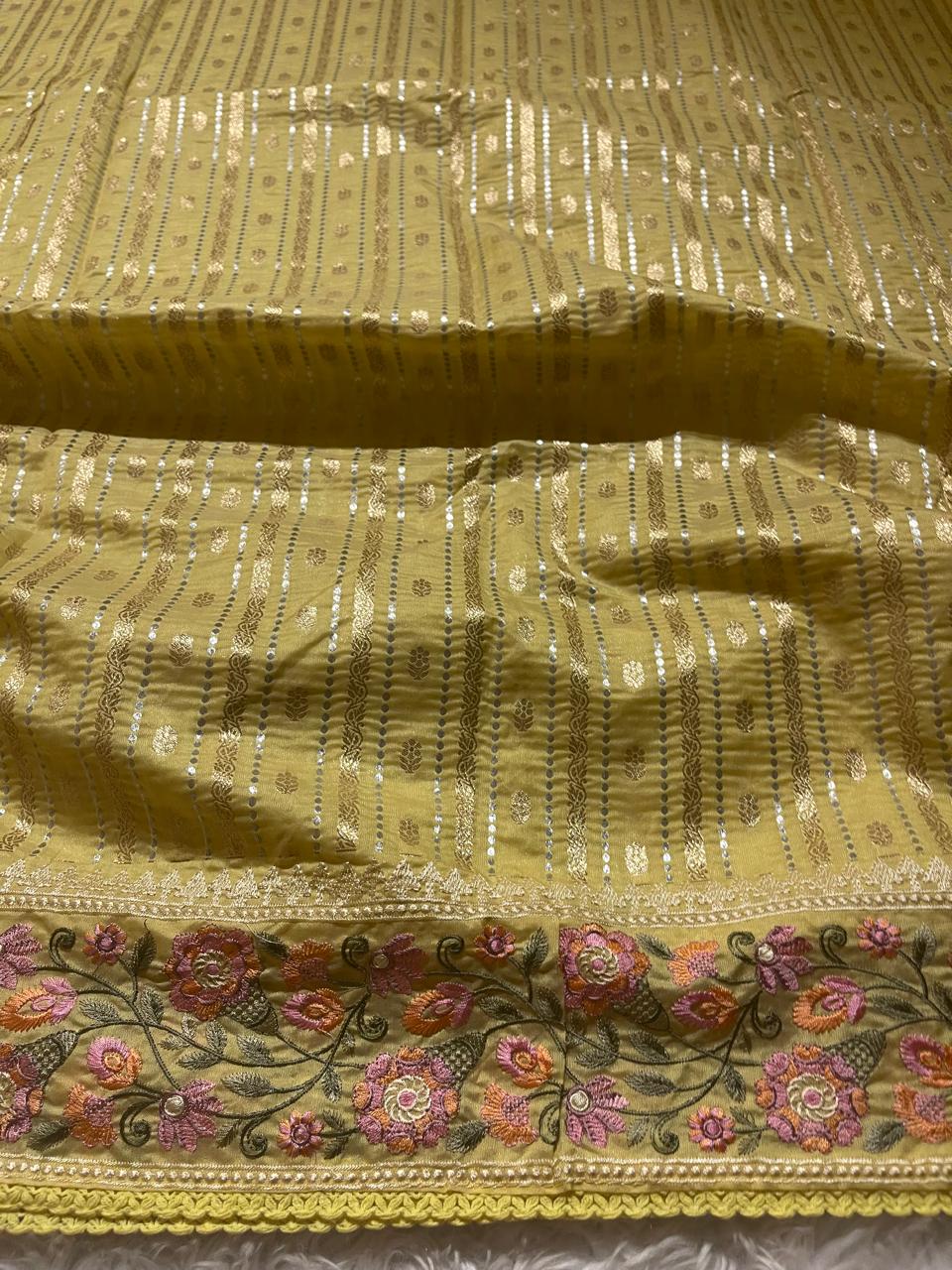 ANAHA-FLORA LIME YELLOW SAREE