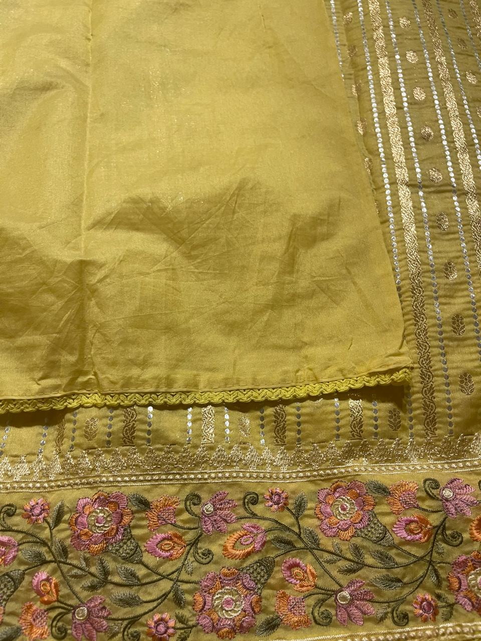 ANAHA-FLORA LIME YELLOW SAREE