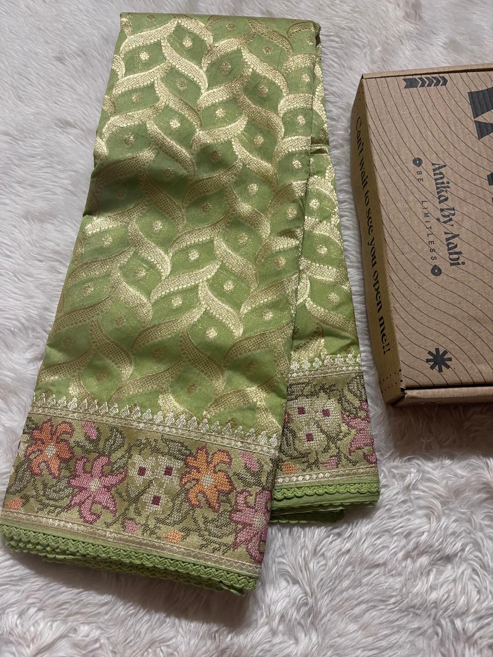 ANAHA-FLORA GREEN  SAREE